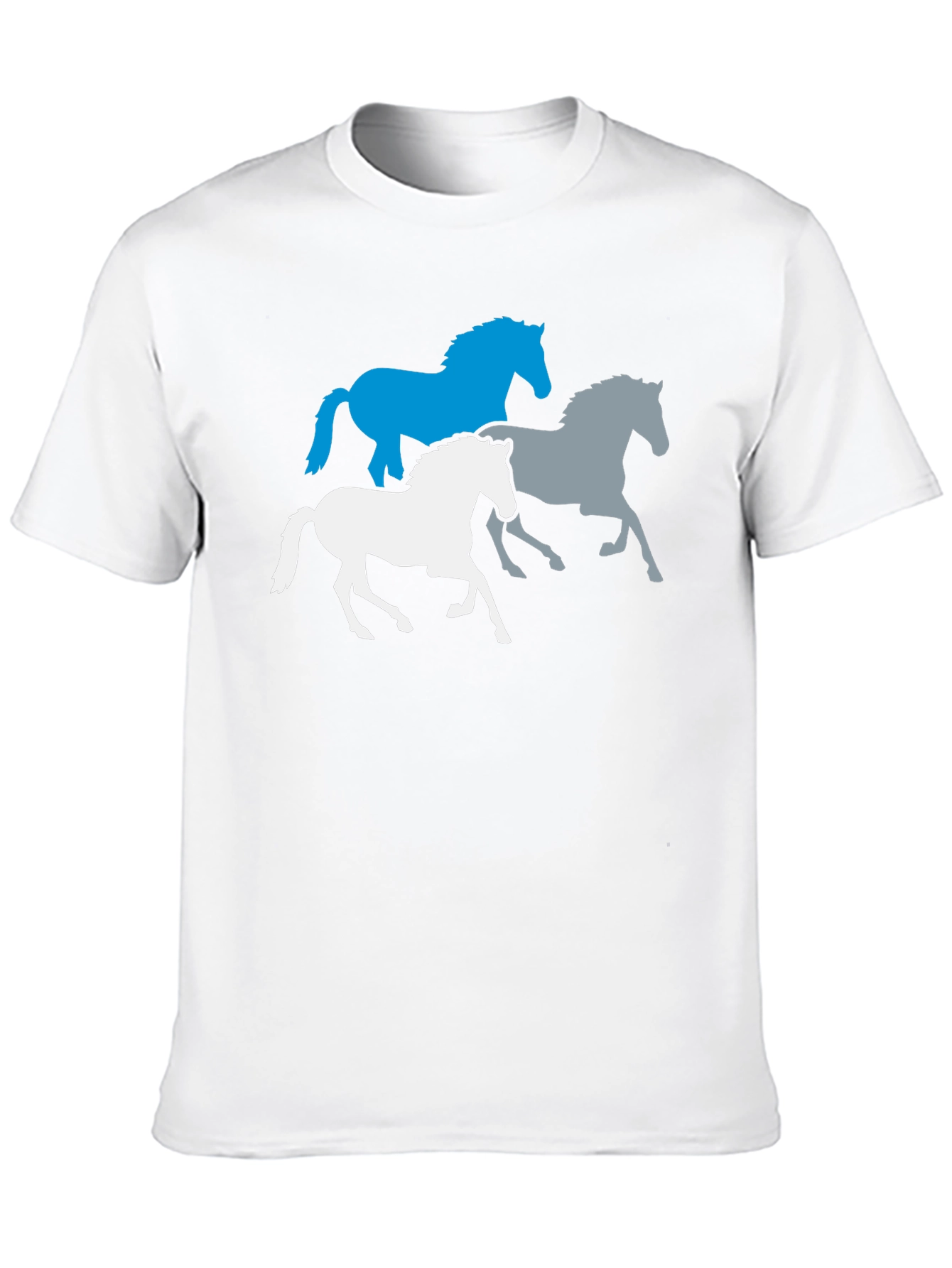 Mens Black T-Shirt with Horse Silhouettes