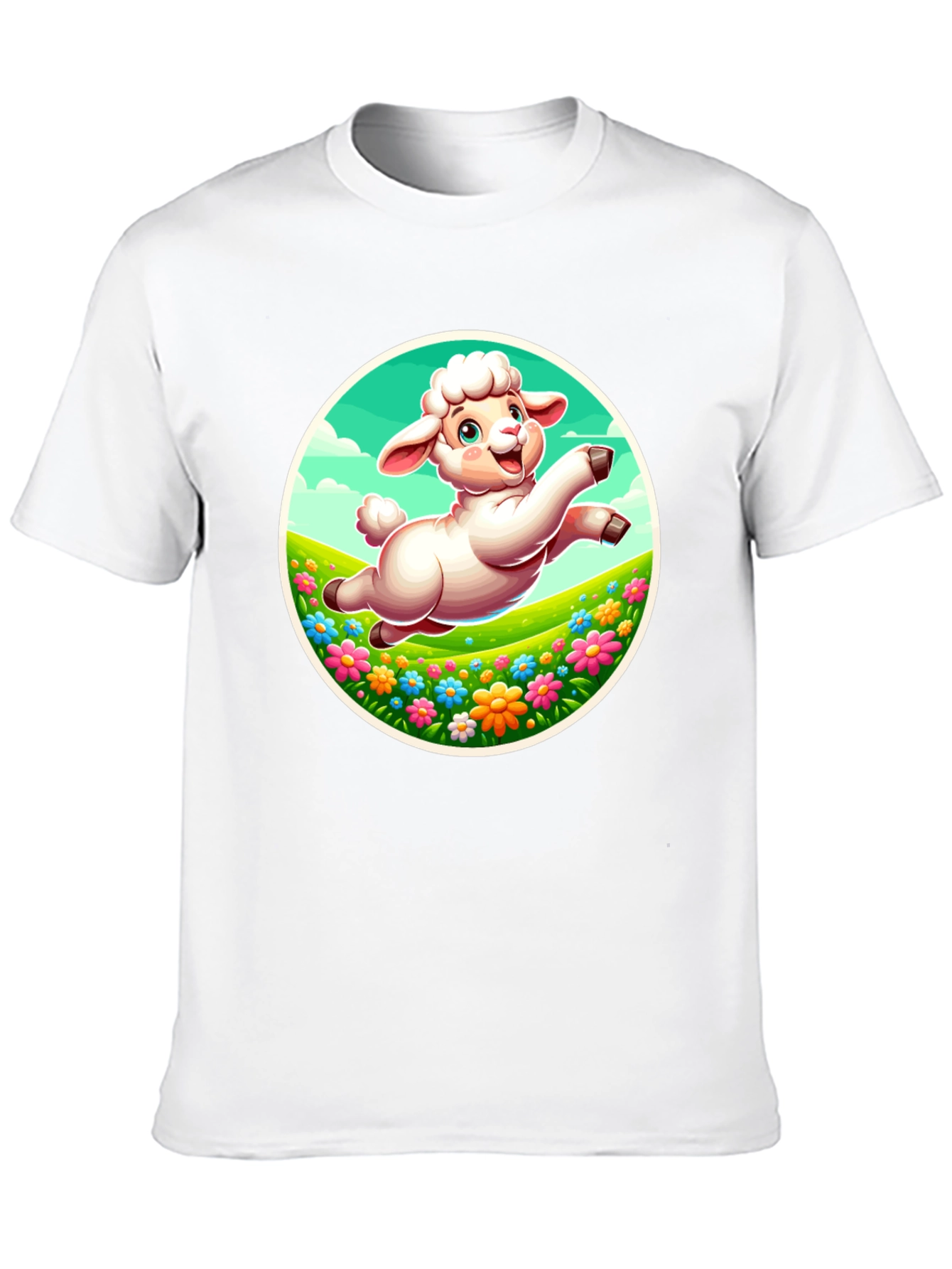 Cute Lamb Graphic Tee - Black Cotton Comfort