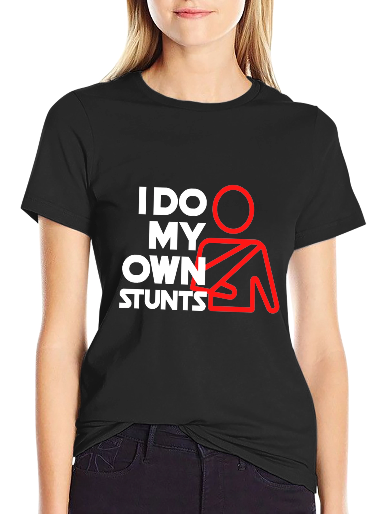 I Do My Own Stunts Graphic Tee - Black