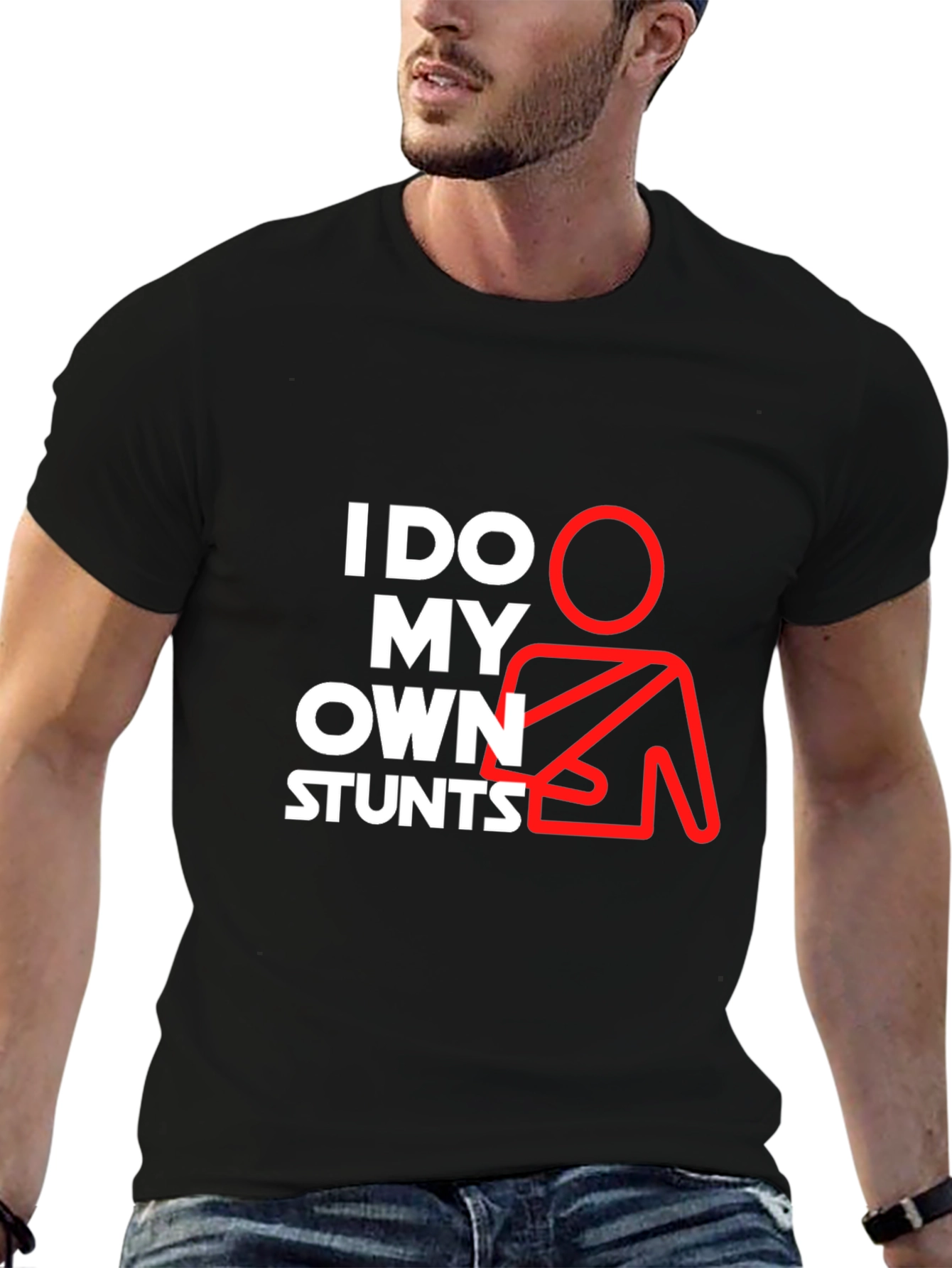 I Do My Own Stunts Graphic Tee - Black