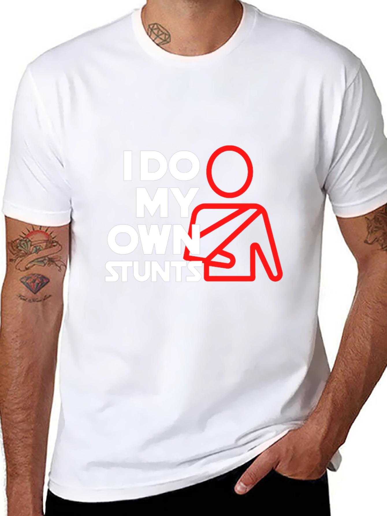 I Do My Own Stunts Graphic Tee - Black
