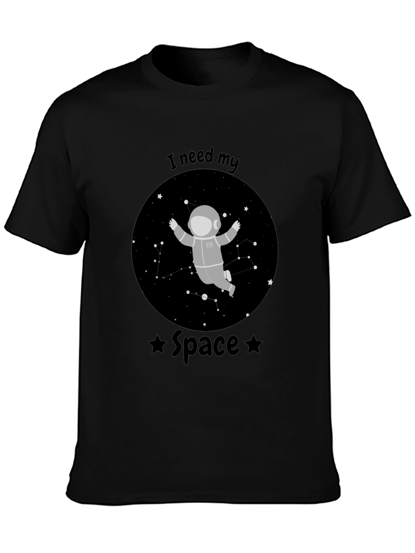 I Need My Space Astronaut Black T-Shirt