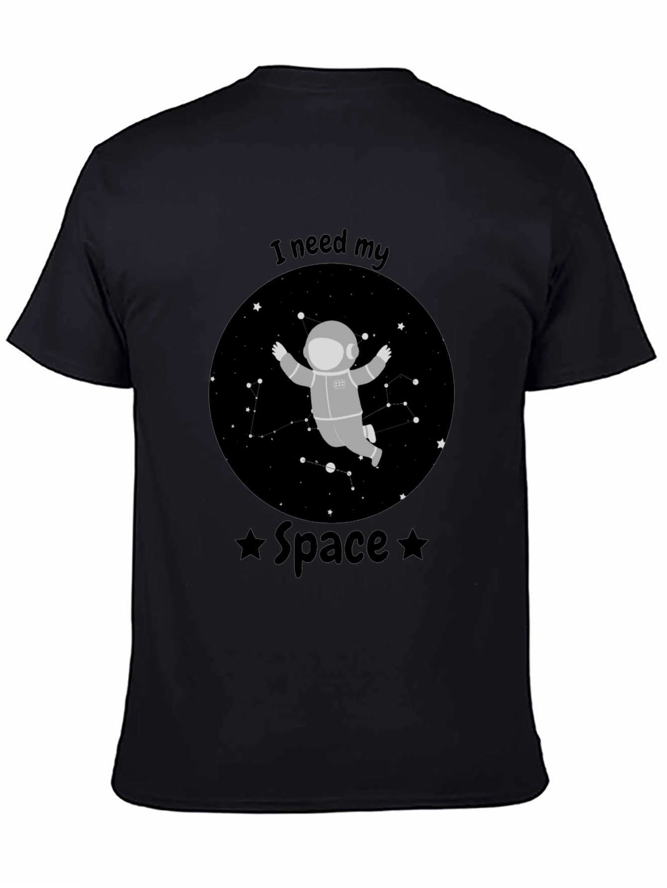 I Need My Space Astronaut Black T-Shirt