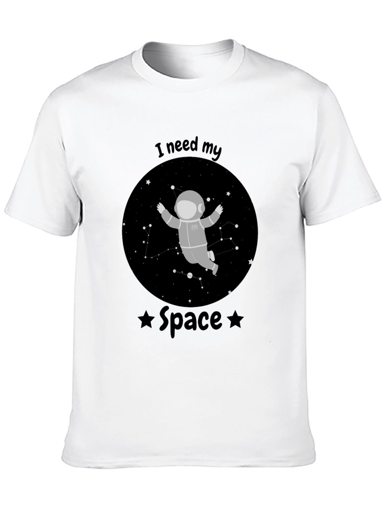 I Need My Space Astronaut Black T-Shirt