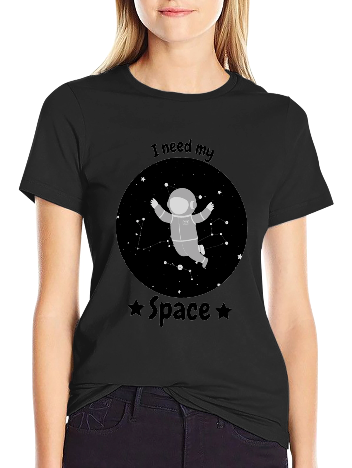 I Need My Space Astronaut Black T-Shirt
