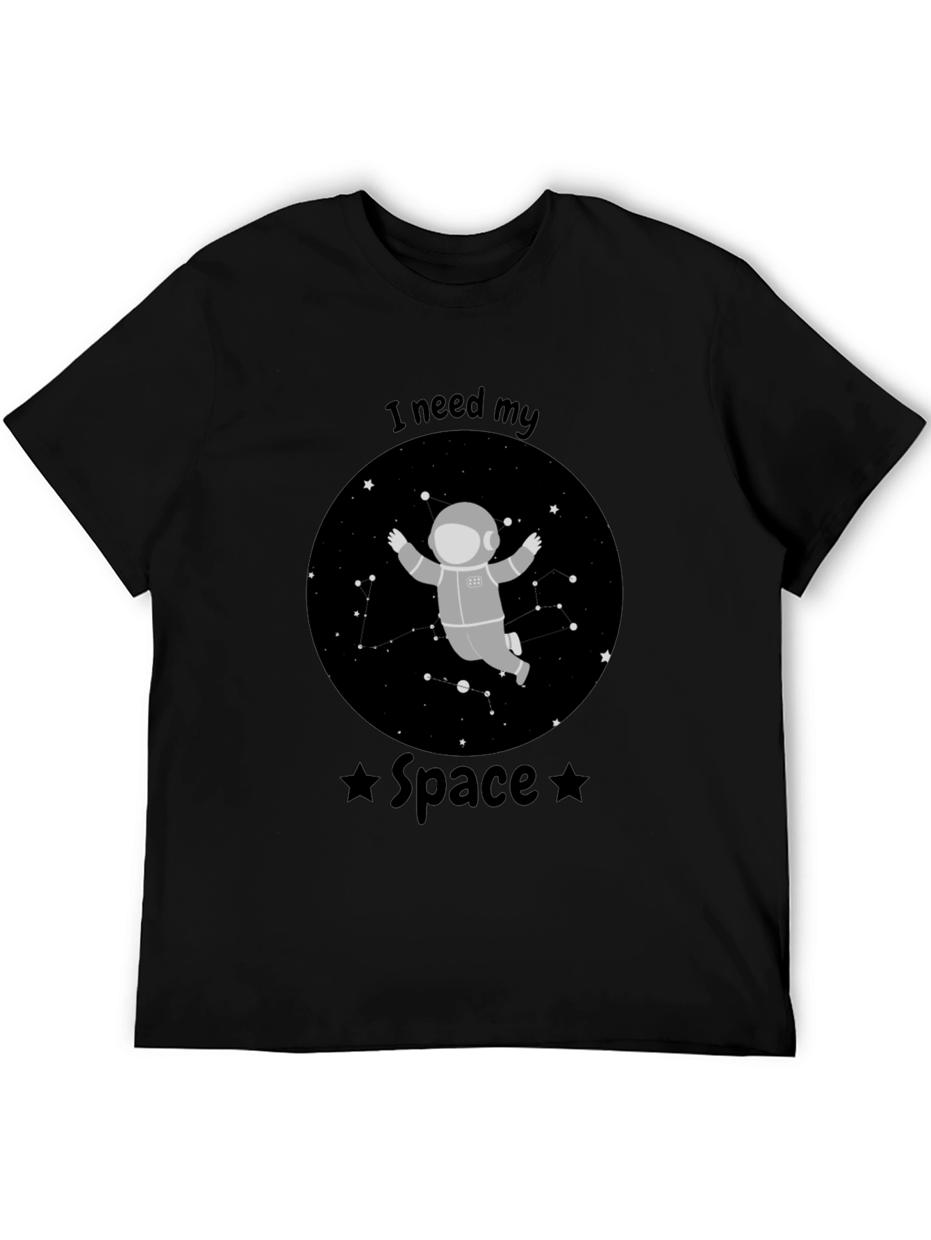 I Need My Space Astronaut Black T-Shirt