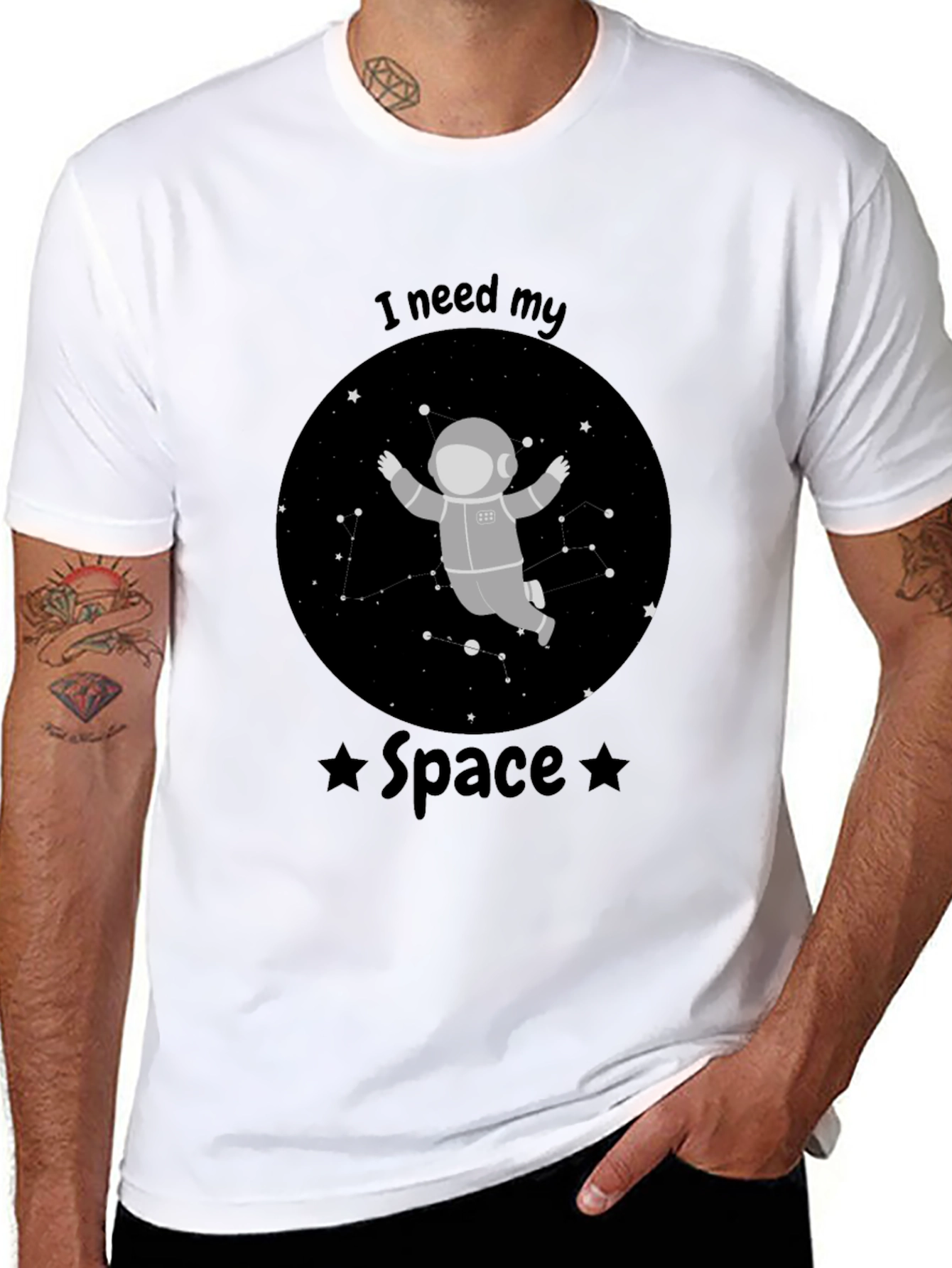 I Need My Space Astronaut Black T-Shirt
