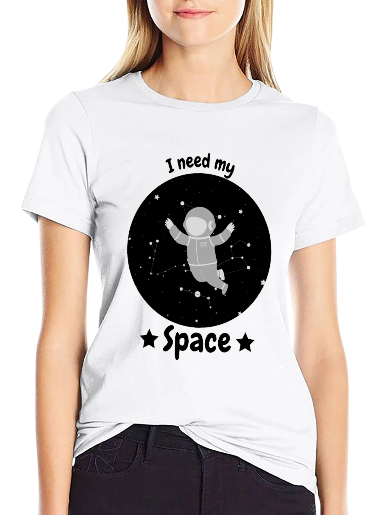 I Need My Space Astronaut Black T-Shirt