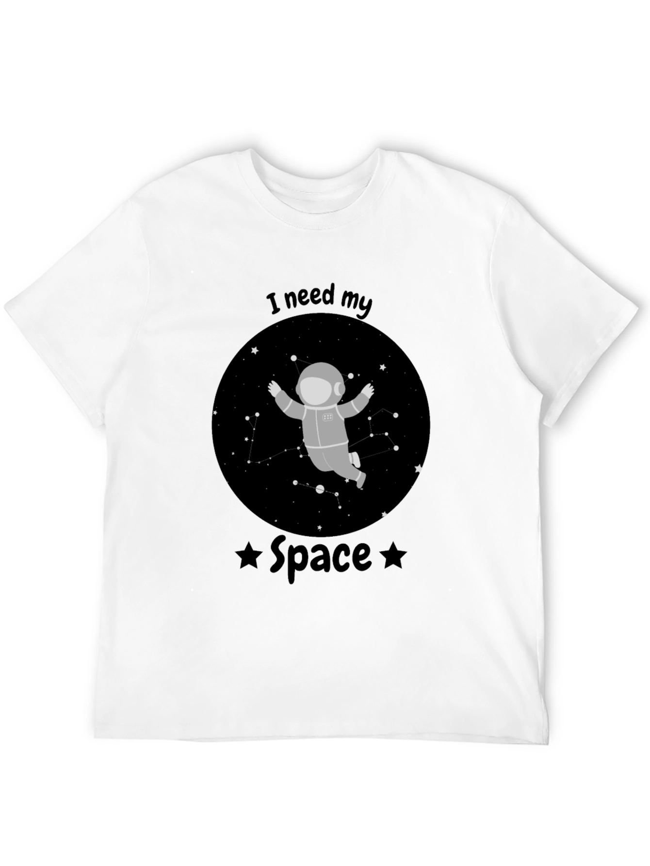 I Need My Space Astronaut Black T-Shirt