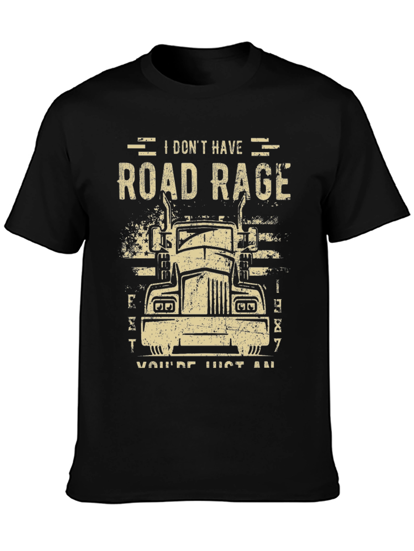 Road Rage Trucker Tee - Black Cotton Blend