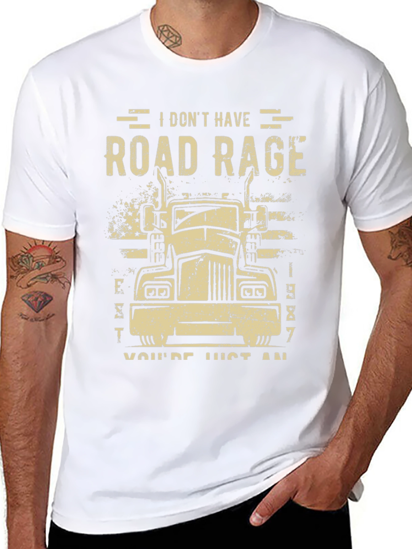 Road Rage Trucker Tee - Black Cotton Blend