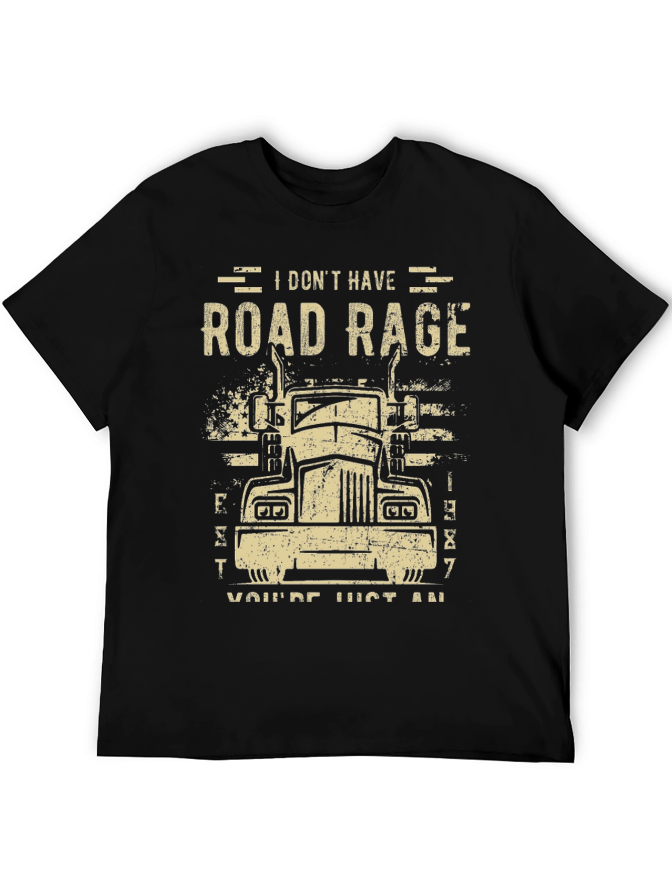 Road Rage Trucker Tee - Black Cotton Blend