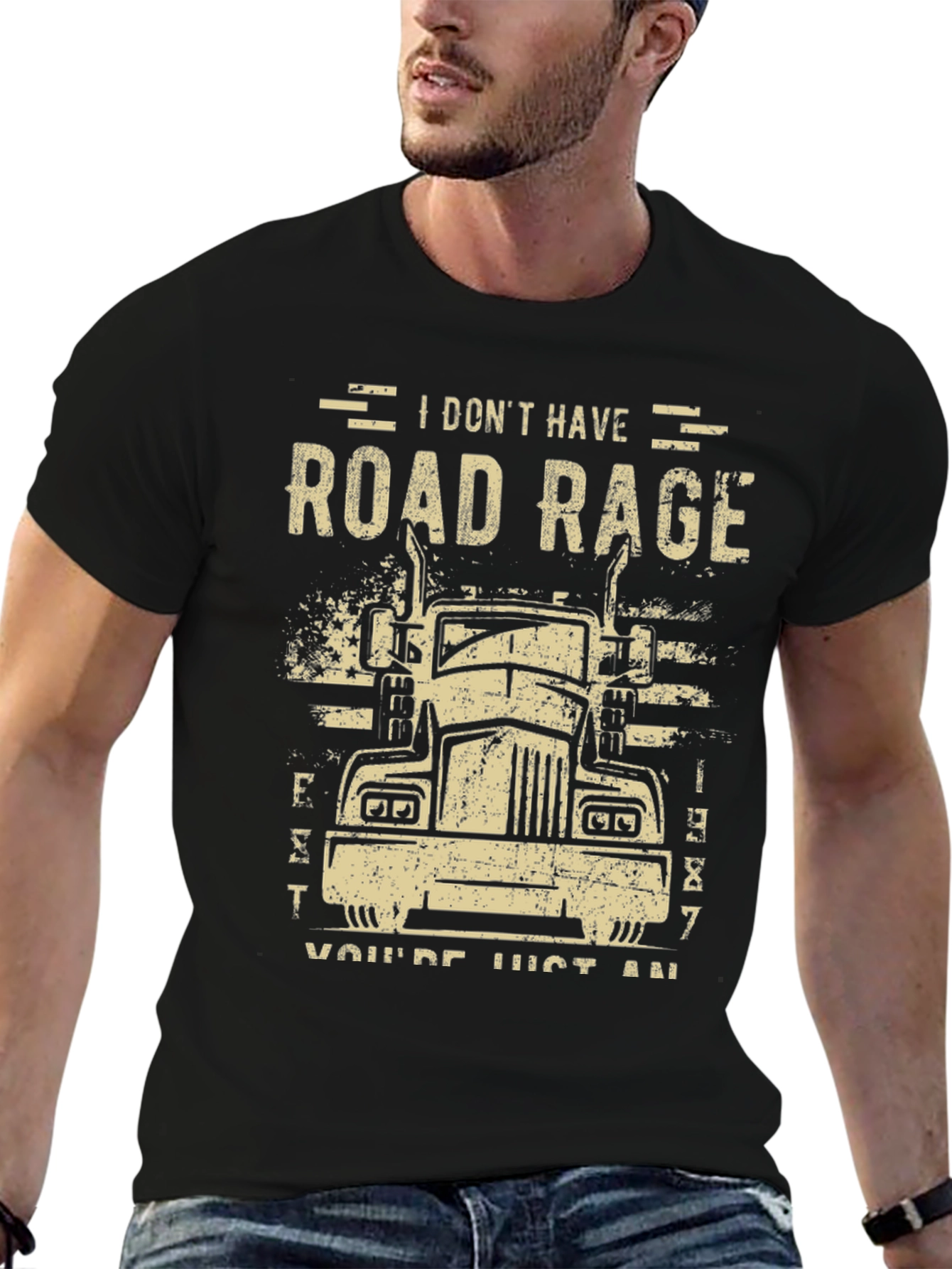 Road Rage Trucker Tee - Black Cotton Blend