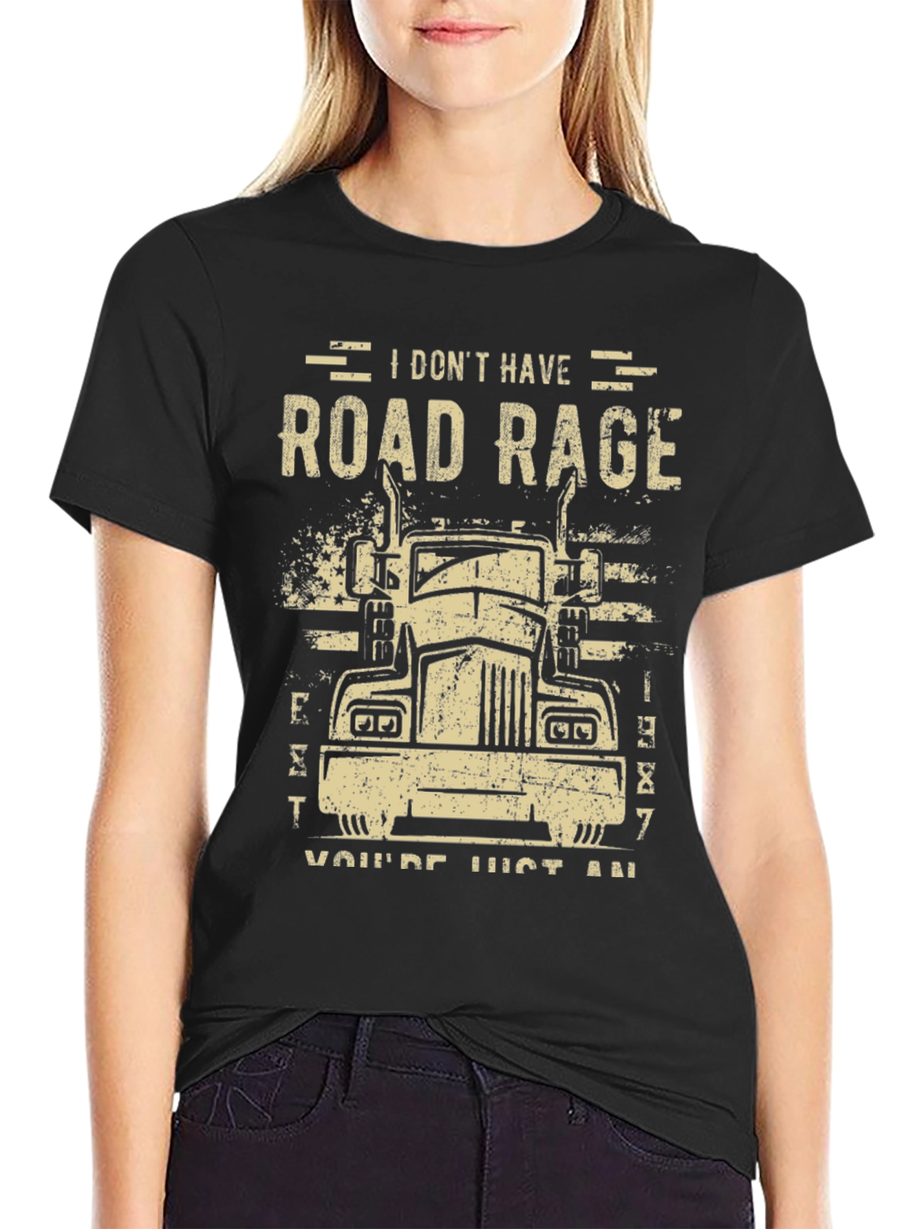 Road Rage Trucker Tee - Black Cotton Blend