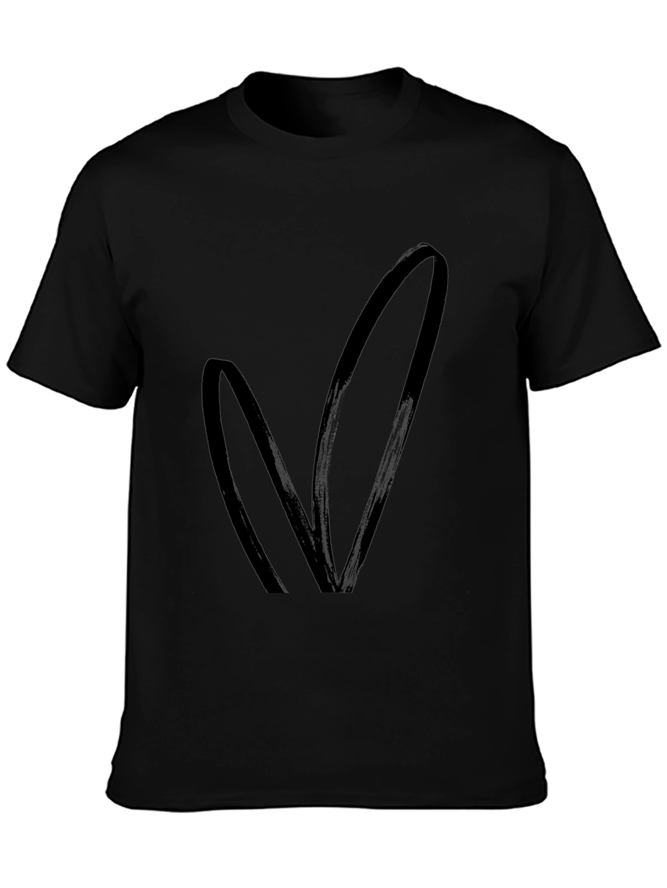 Black T-Shirt with Bunny Ears Design