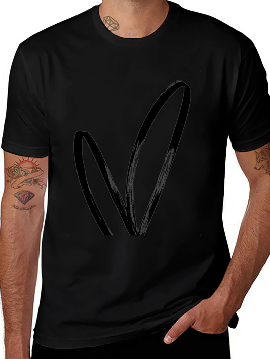 Black T-Shirt with Bunny Ears Design