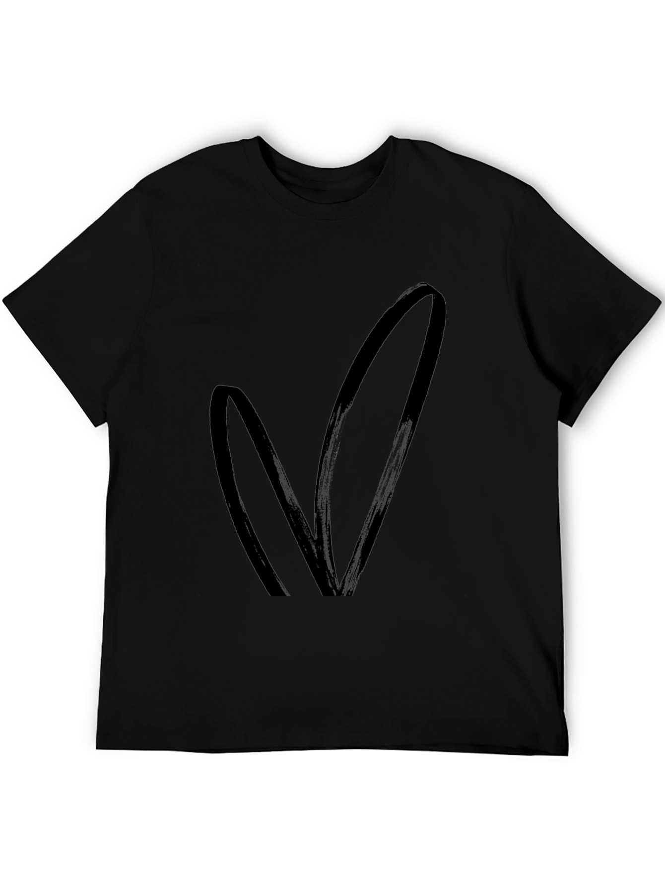 Black T-Shirt with Bunny Ears Design
