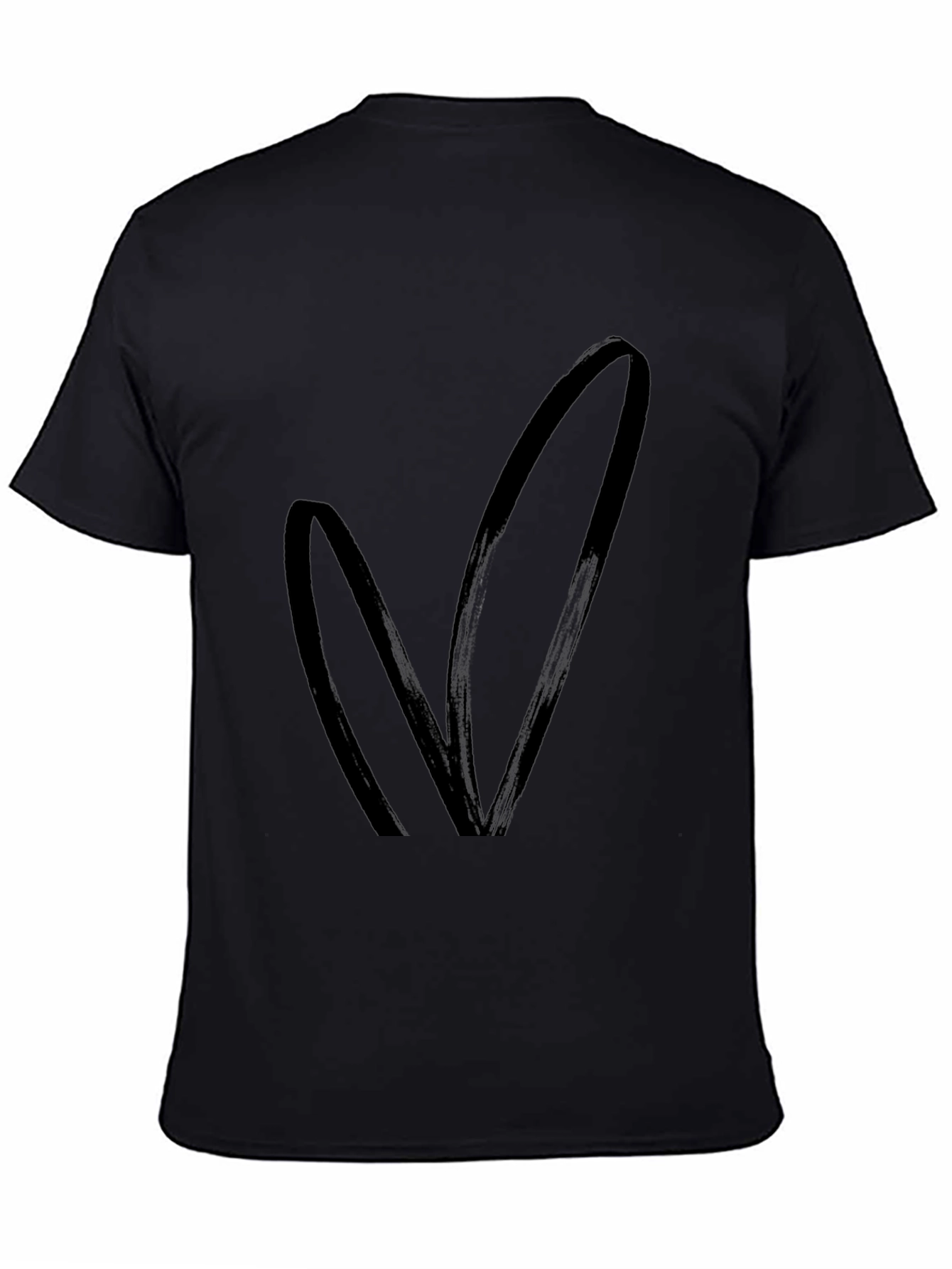 Black T-Shirt with Bunny Ears Design