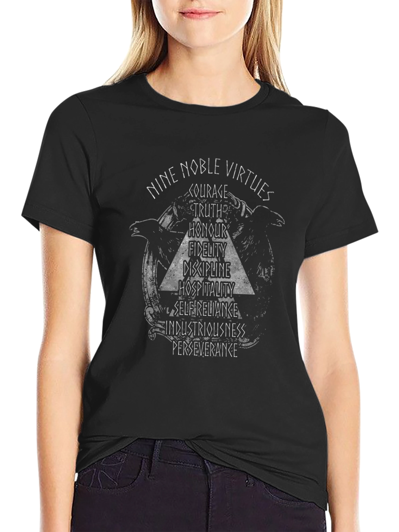 Nine Noble Virtues Graphic Tee - Black
