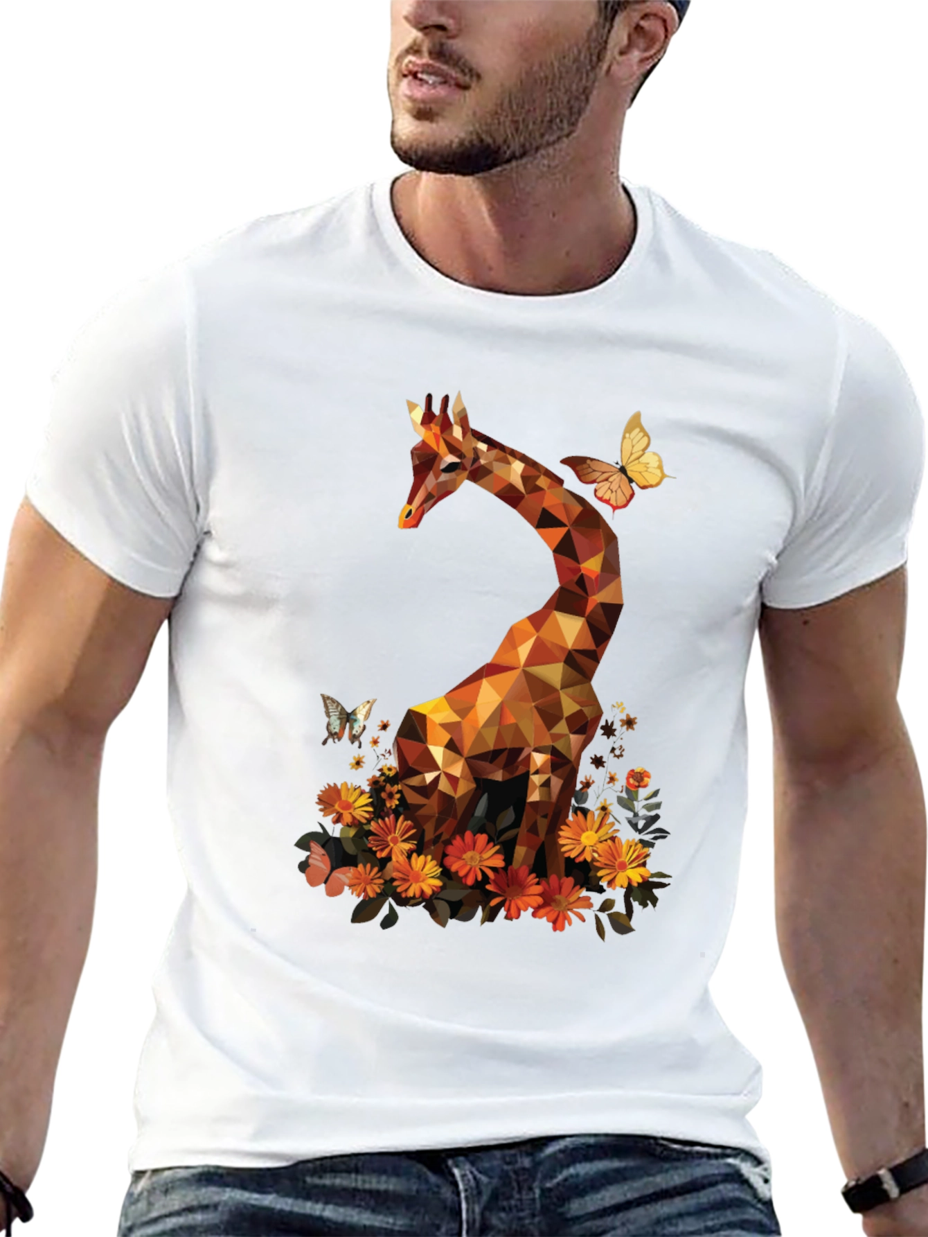 Geometric Giraffe Graphic T-Shirt - Unique Animal Tee