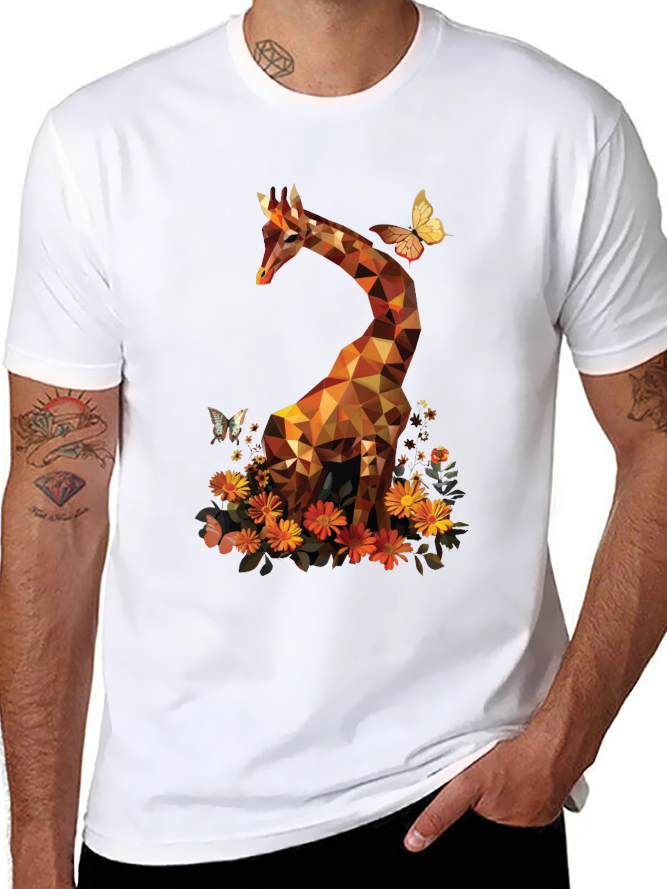 Geometric Giraffe Graphic T-Shirt - Unique Animal Tee