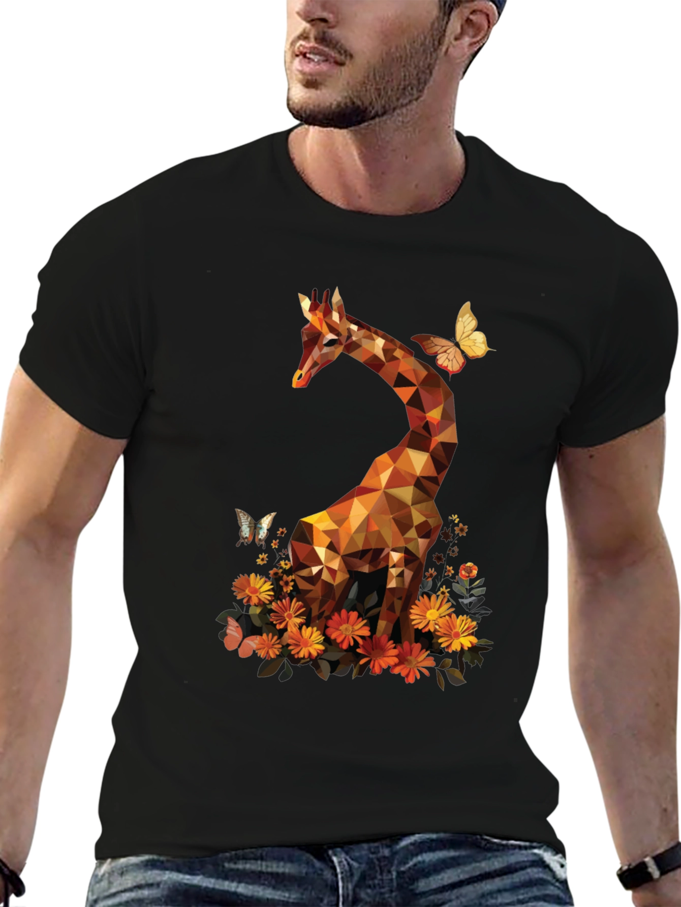 Geometric Giraffe Graphic T-Shirt - Unique Animal Tee