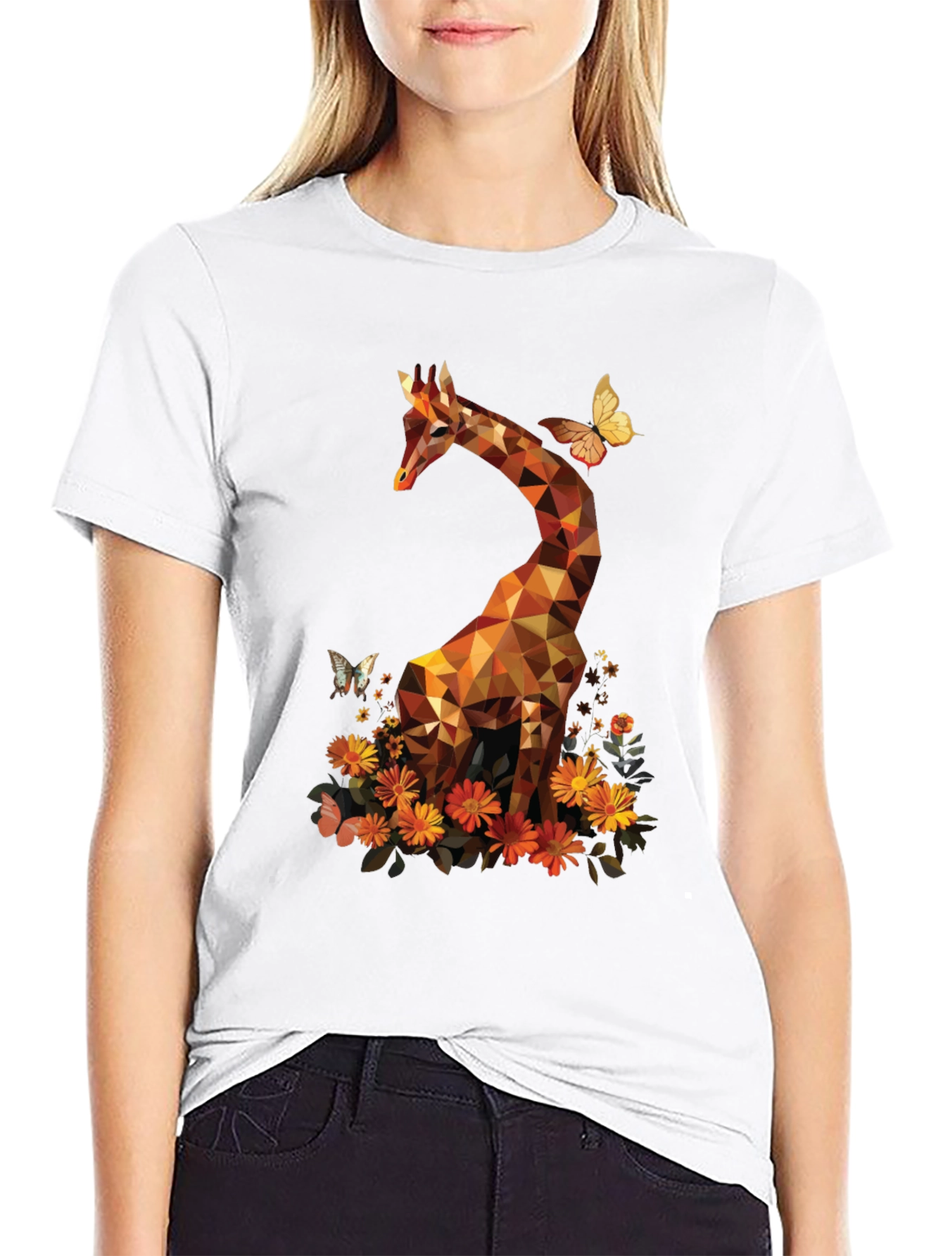 Geometric Giraffe Graphic T-Shirt - Unique Animal Tee