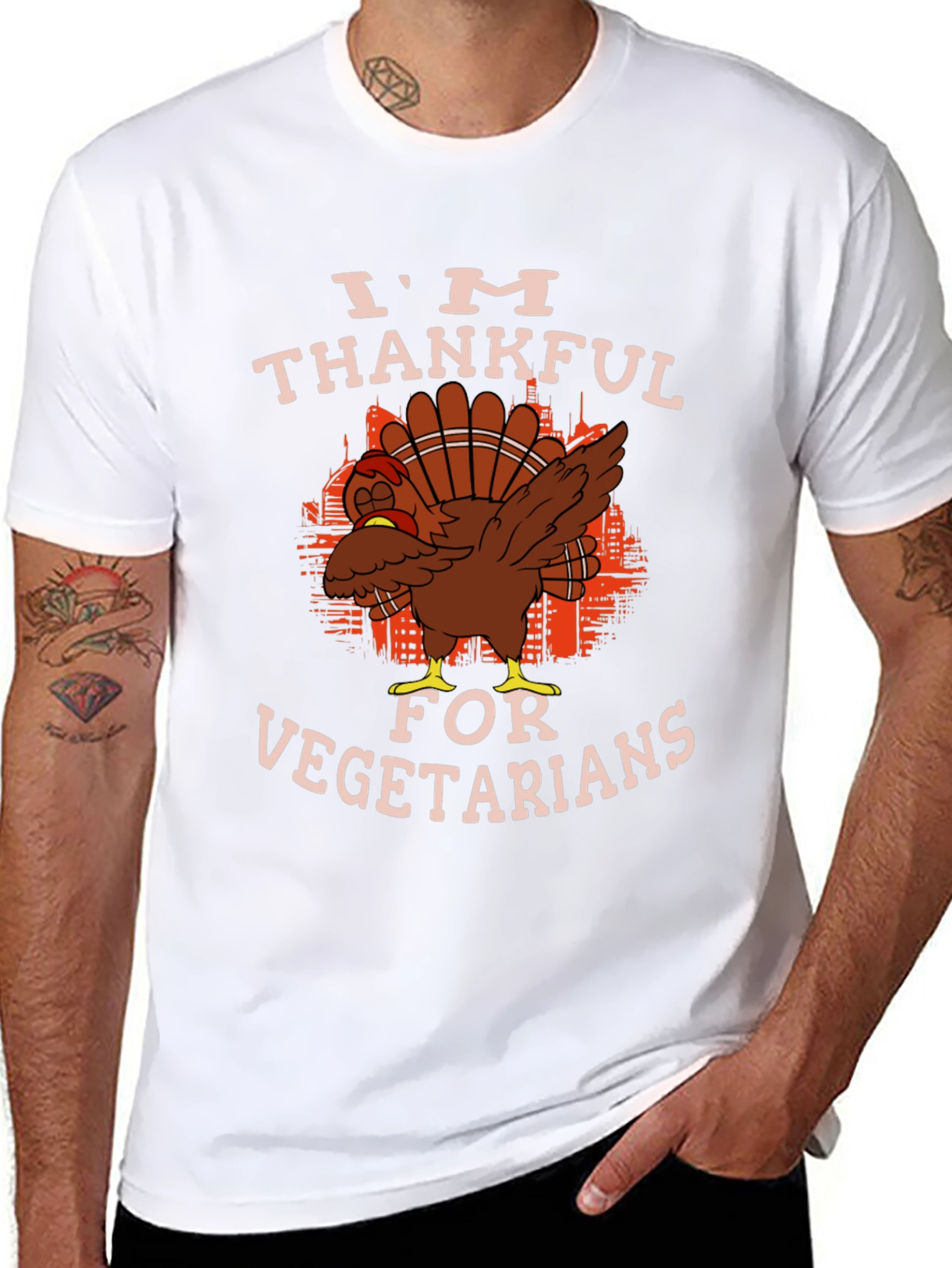 Thanksgiving Turkey T-Shirt - Im Thankful For Vegetarians