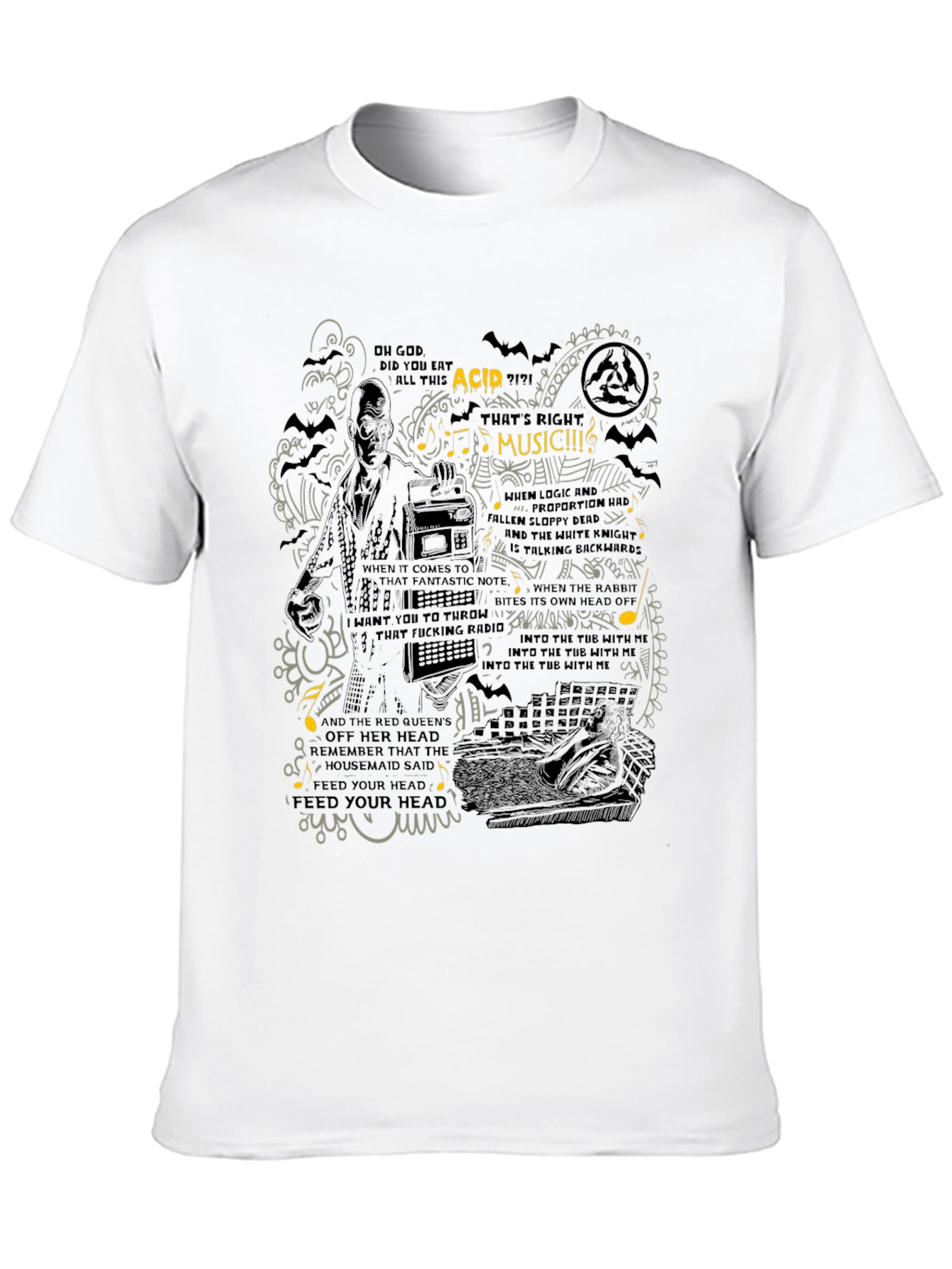Acid Music Graphic Print Black T-Shirt