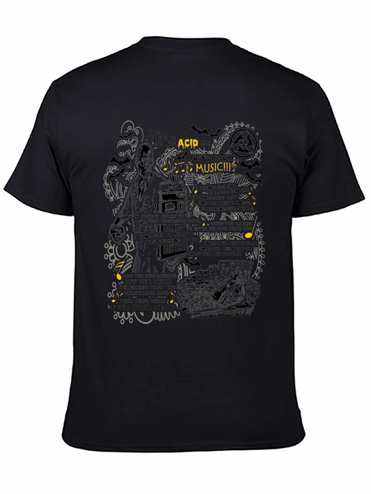 Acid Music Graphic Print Black T-Shirt