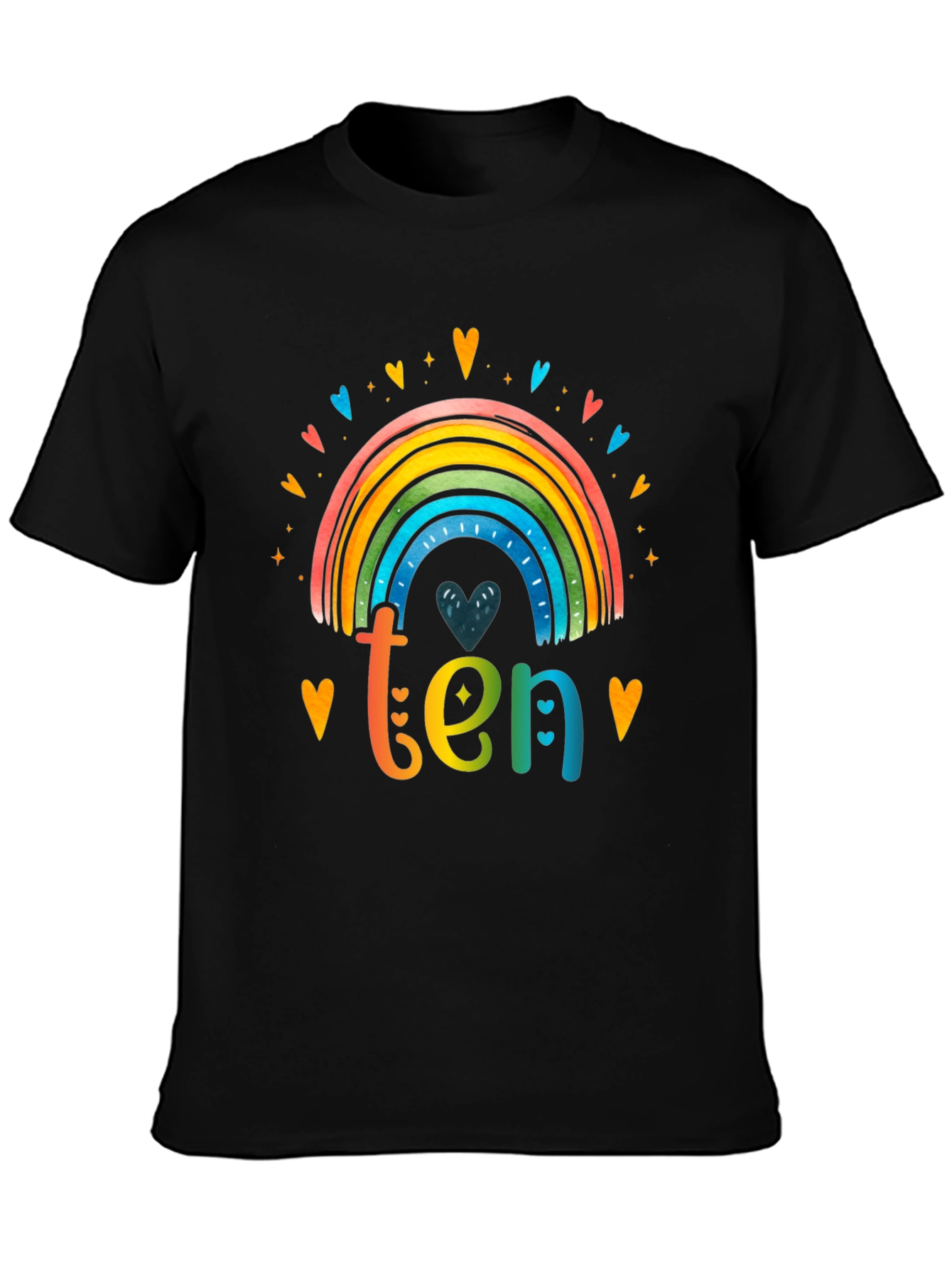 Rainbow Ten T-Shirt - 10th Birthday Tee