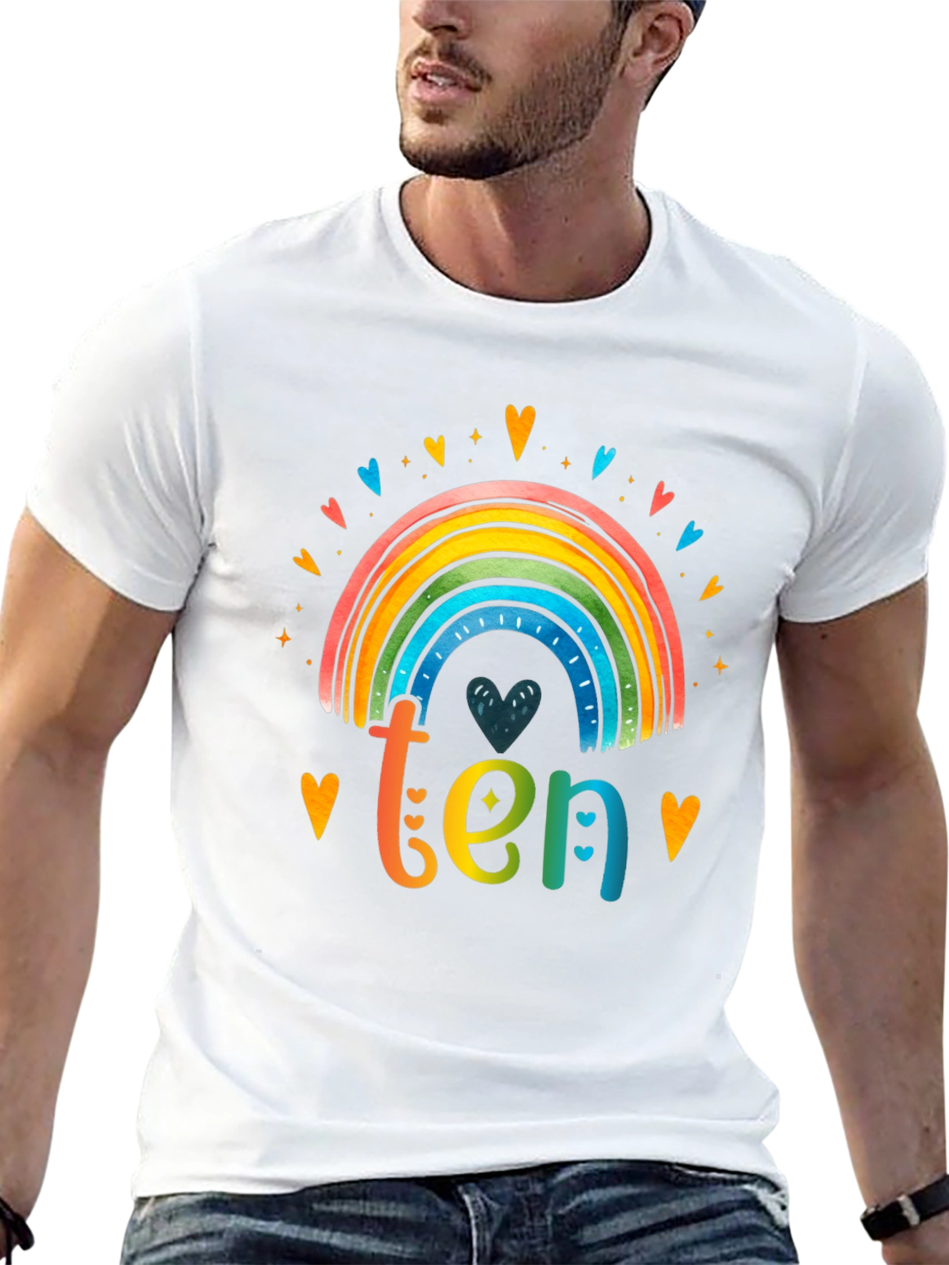Rainbow Ten T-Shirt - 10th Birthday Tee