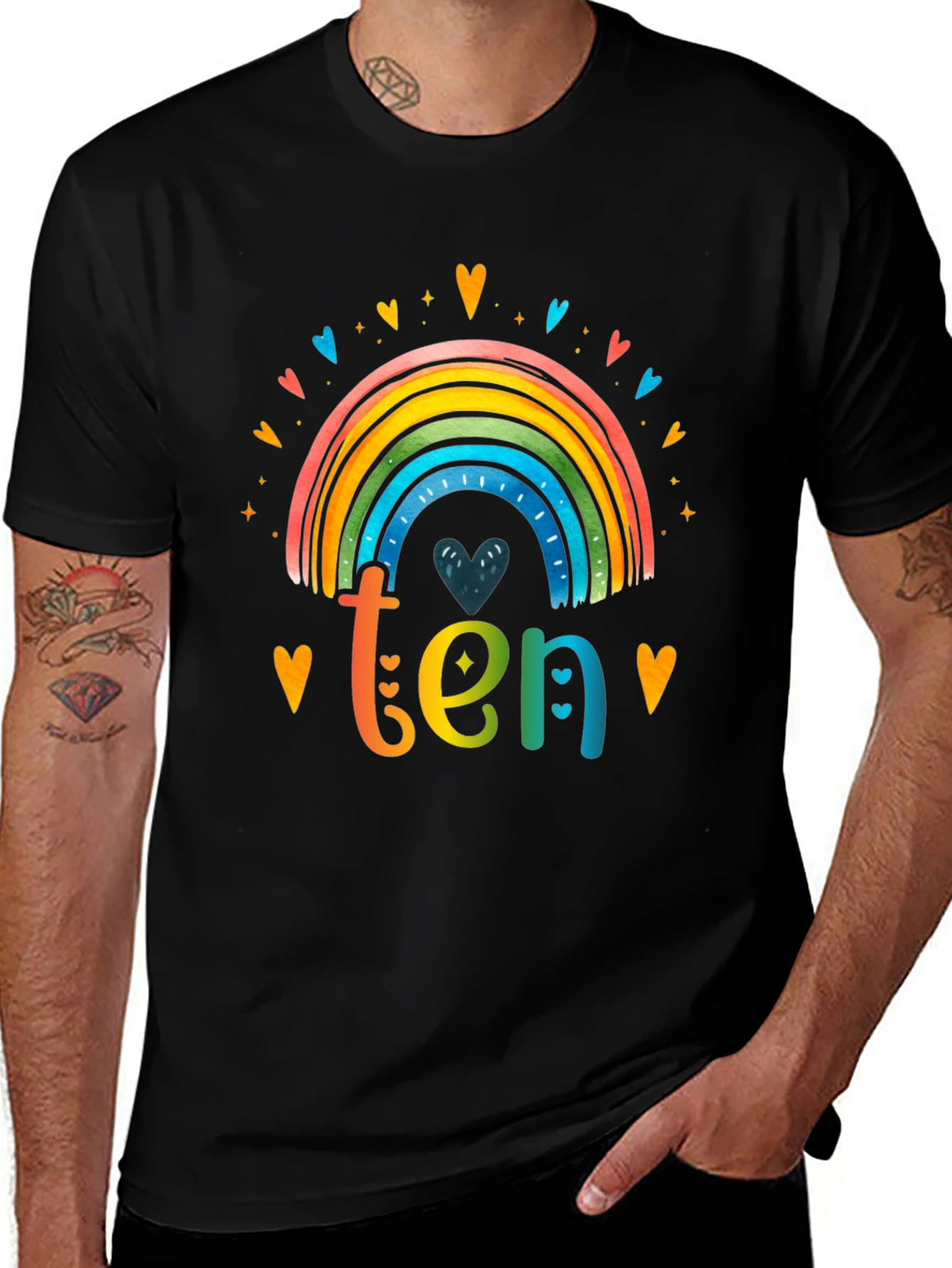 Rainbow Ten T-Shirt - 10th Birthday Tee