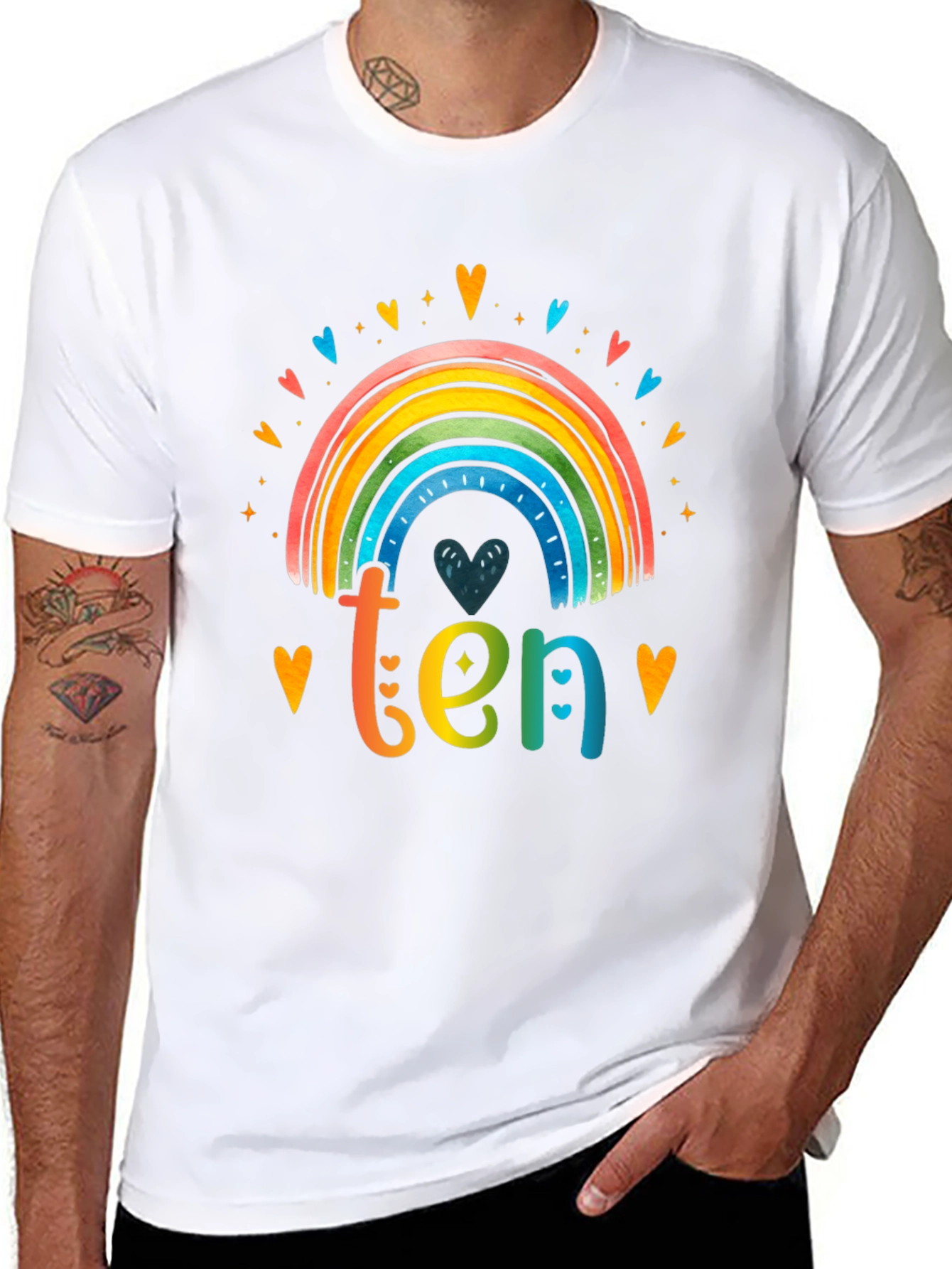 Rainbow Ten T-Shirt - 10th Birthday Tee