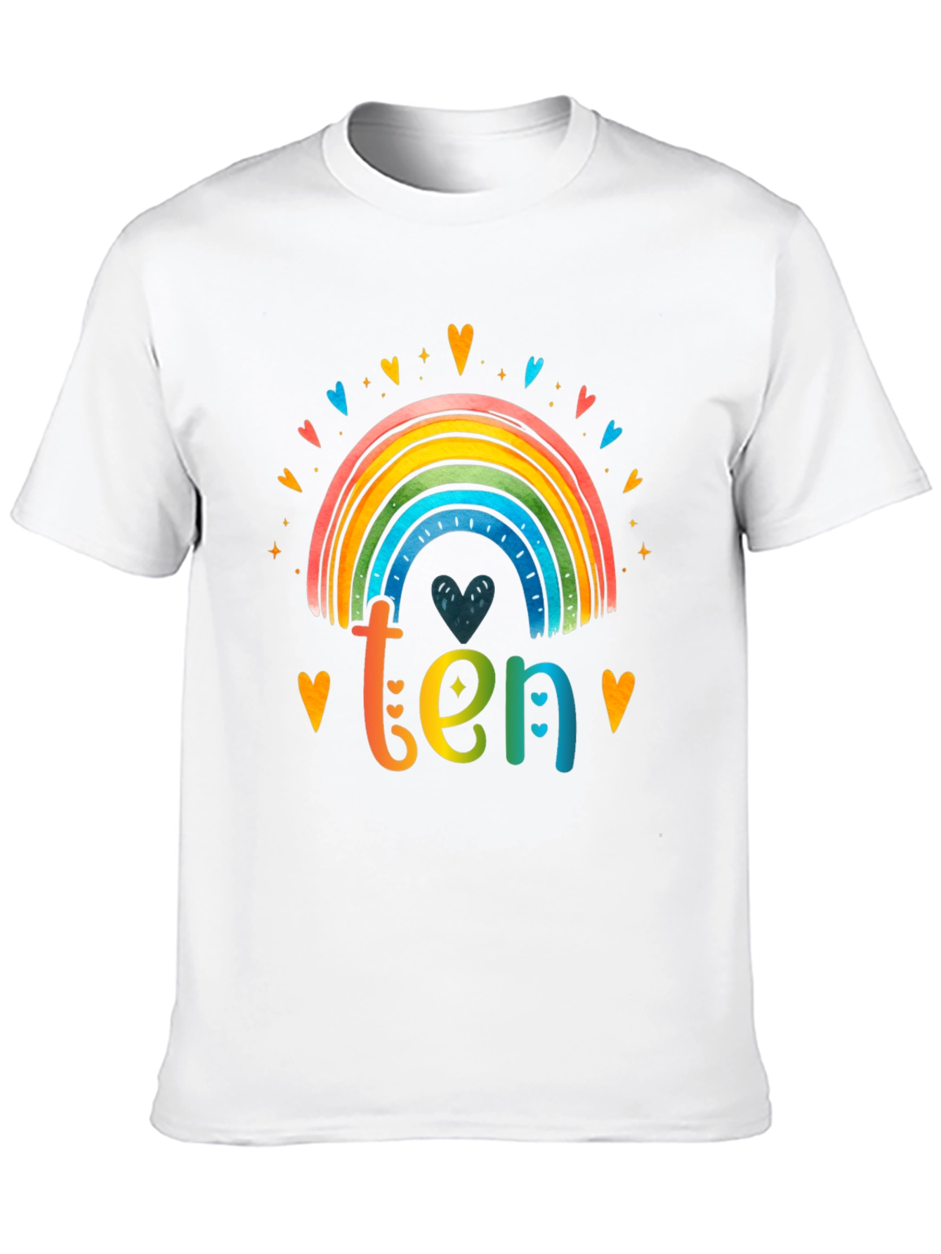 Rainbow Ten T-Shirt - 10th Birthday Tee
