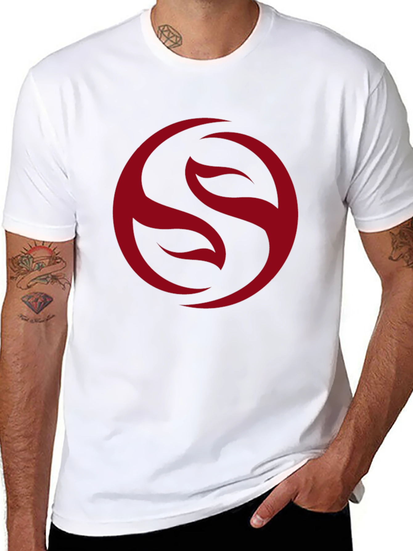 Mens Black T-Shirt with Red Circle Graphic