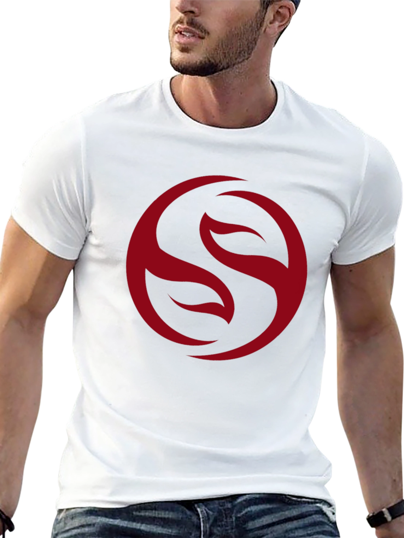 Mens Black T-Shirt with Red Circle Graphic