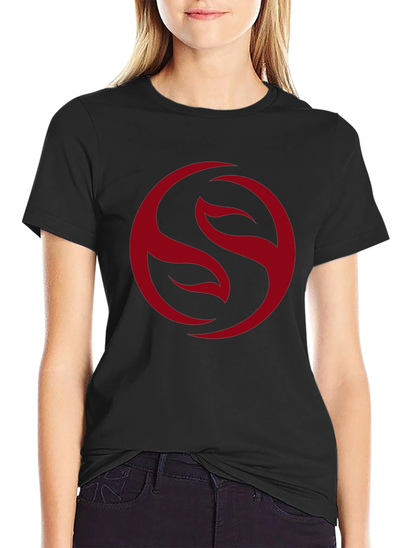 Mens Black T-Shirt with Red Circle Graphic