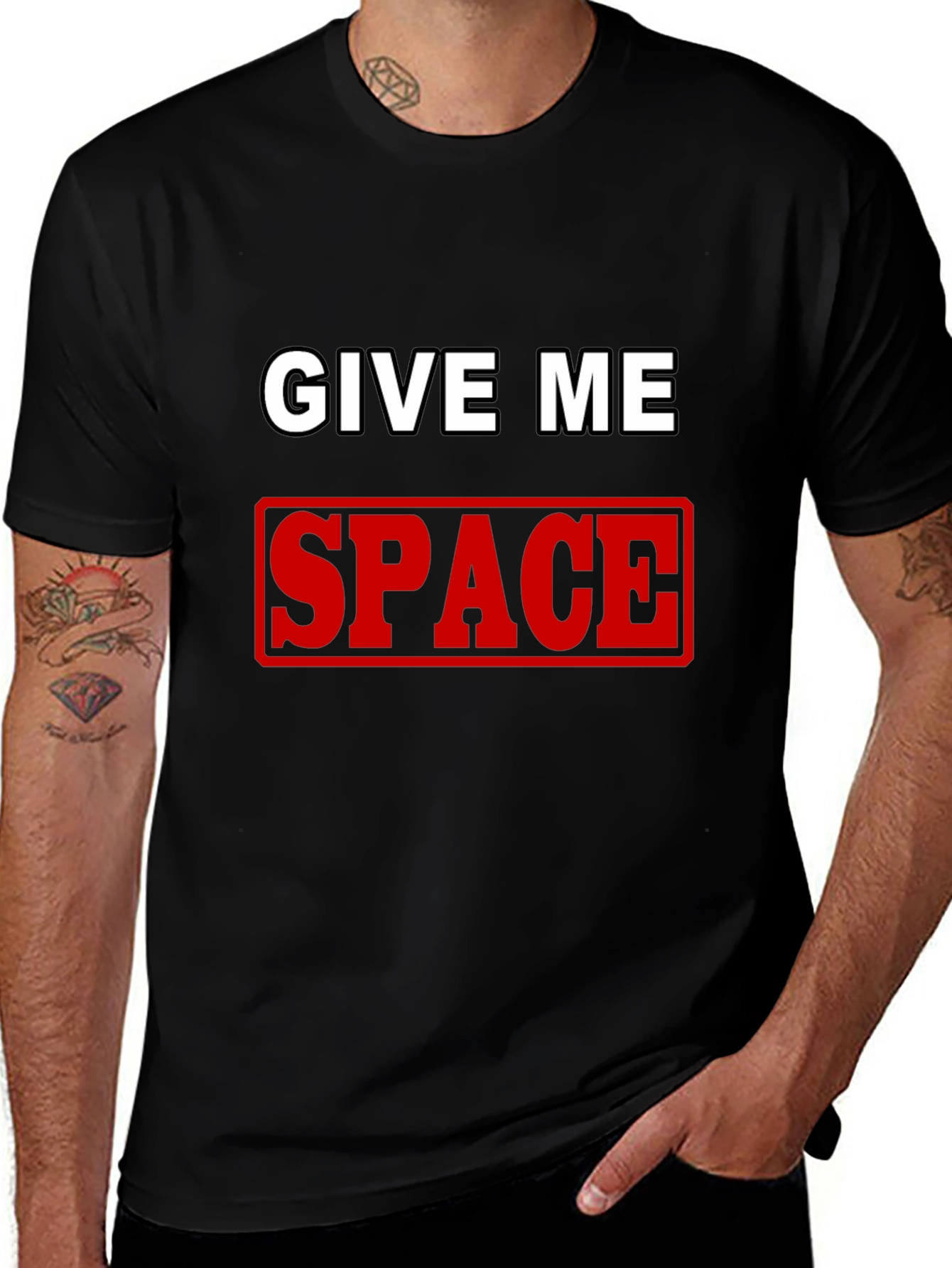 Give Me Space T-Shirt - Black Cotton Blend