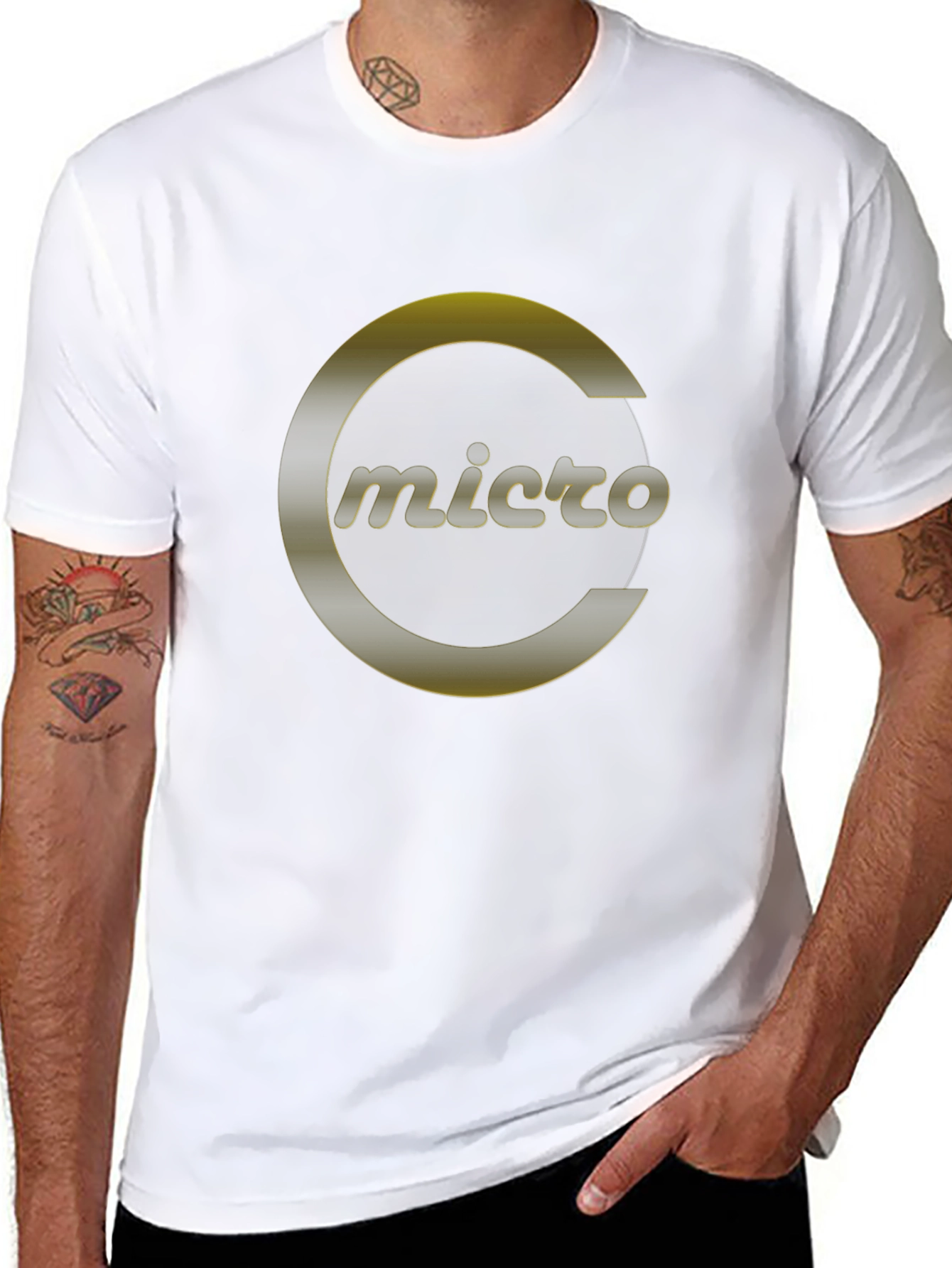 Micro T-Shirt - Sleek Black Tee with Gold Logo