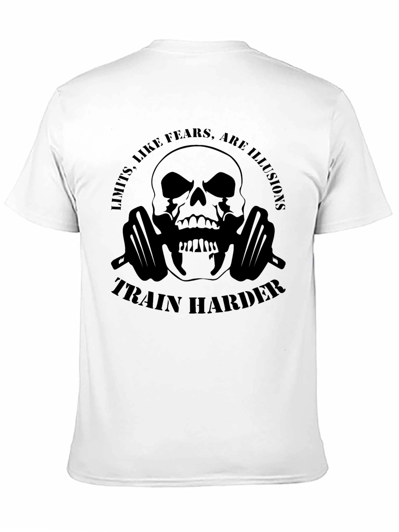 Train Harder Skull Graphic T-Shirt - Motivational Gym Apparel