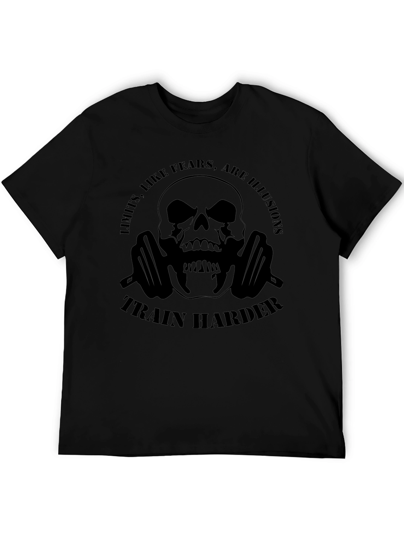 Train Harder Skull Graphic T-Shirt - Motivational Gym Apparel
