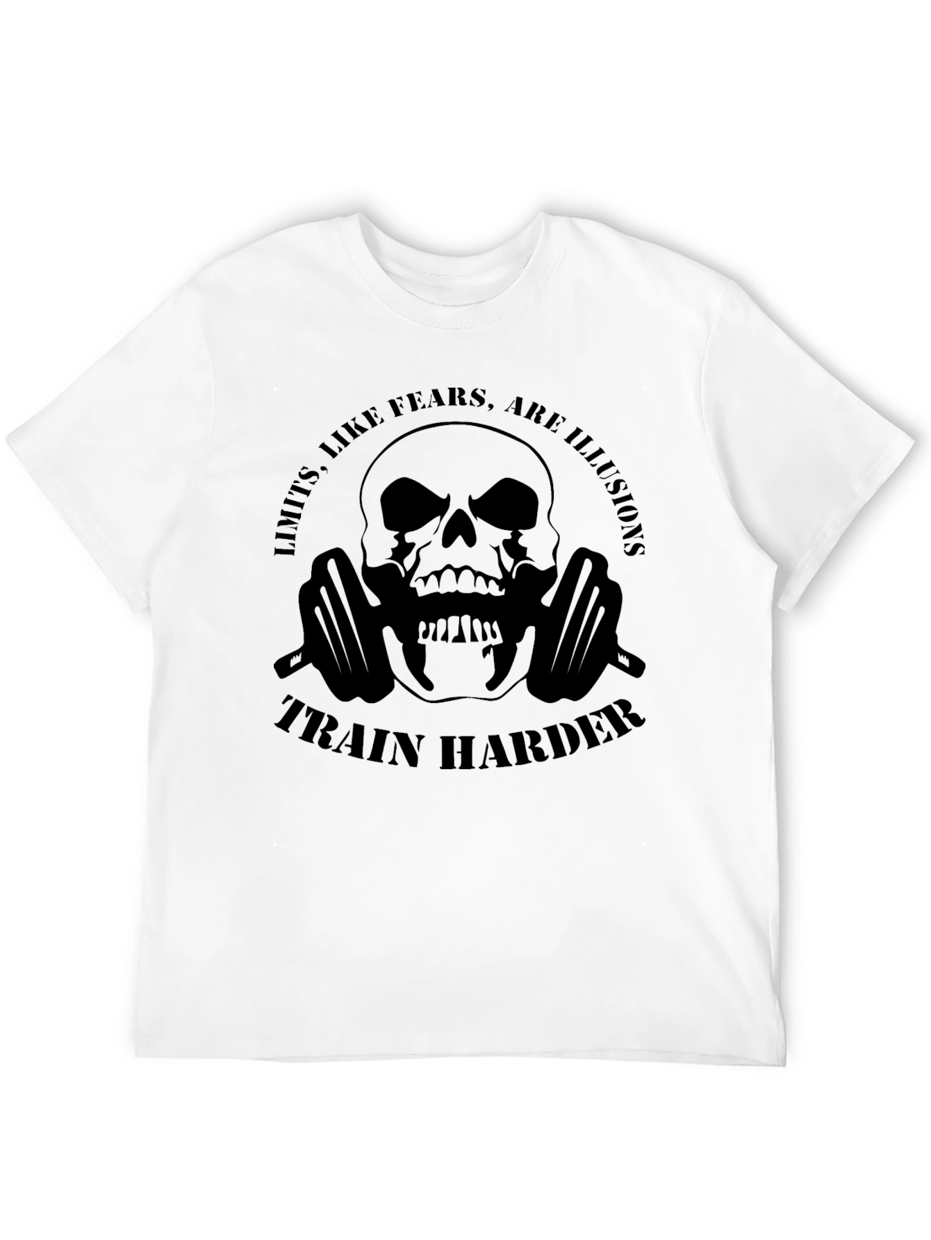 Train Harder Skull Graphic T-Shirt - Motivational Gym Apparel