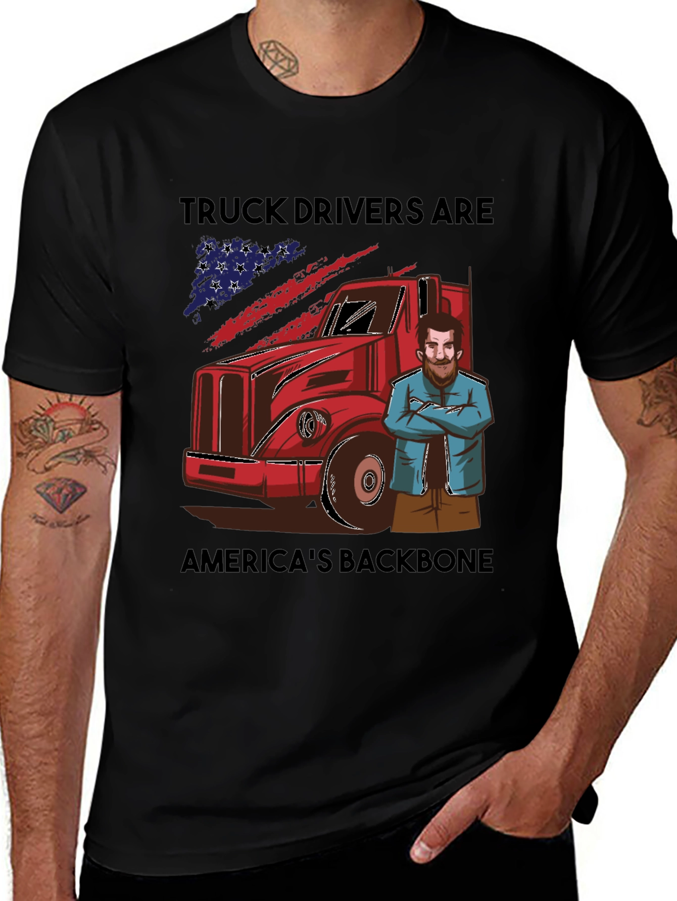 Truck Drivers Americas Backbone Graphic Tee