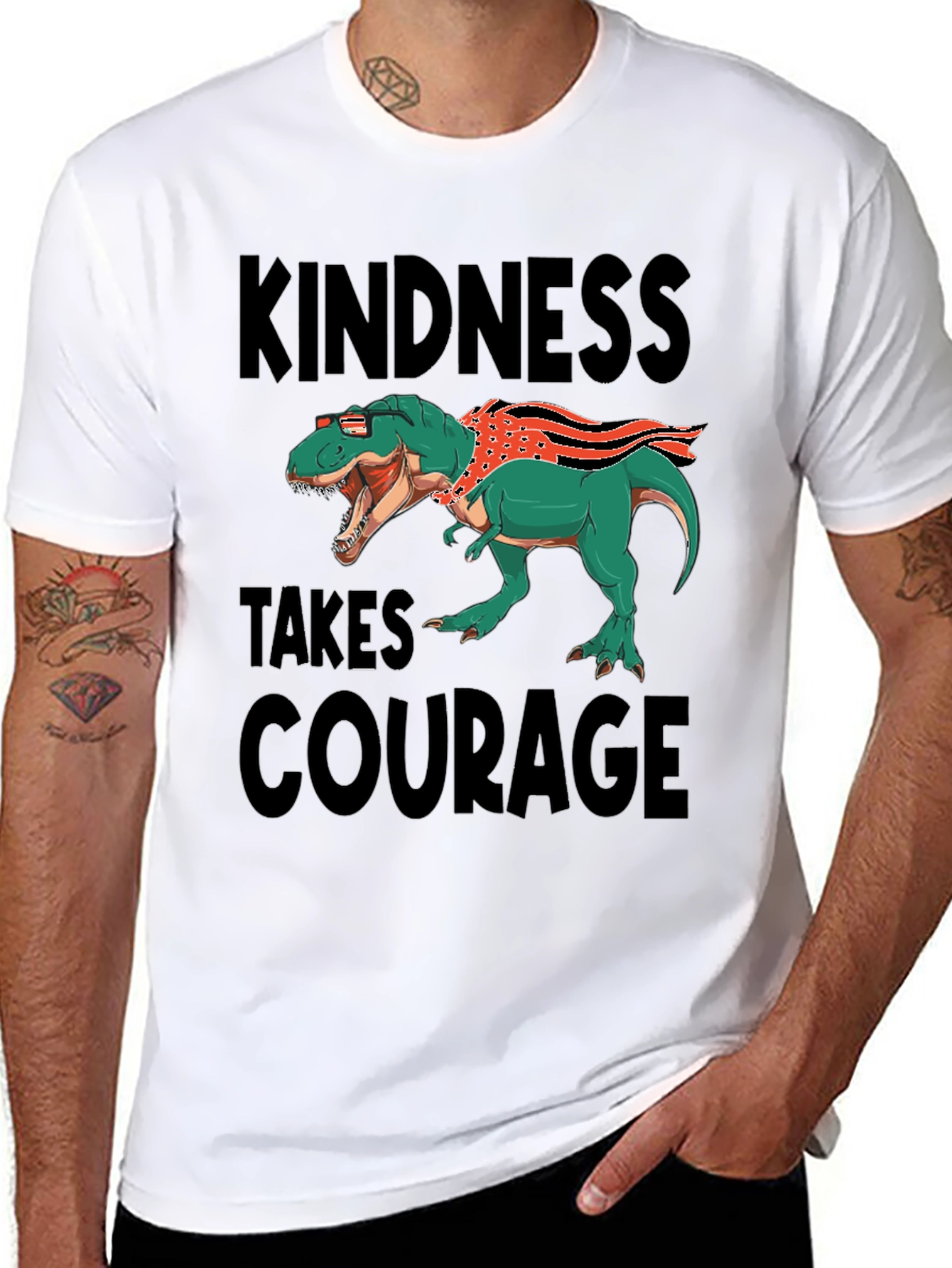 Kindness Takes Courage T-Rex Graphic Tee