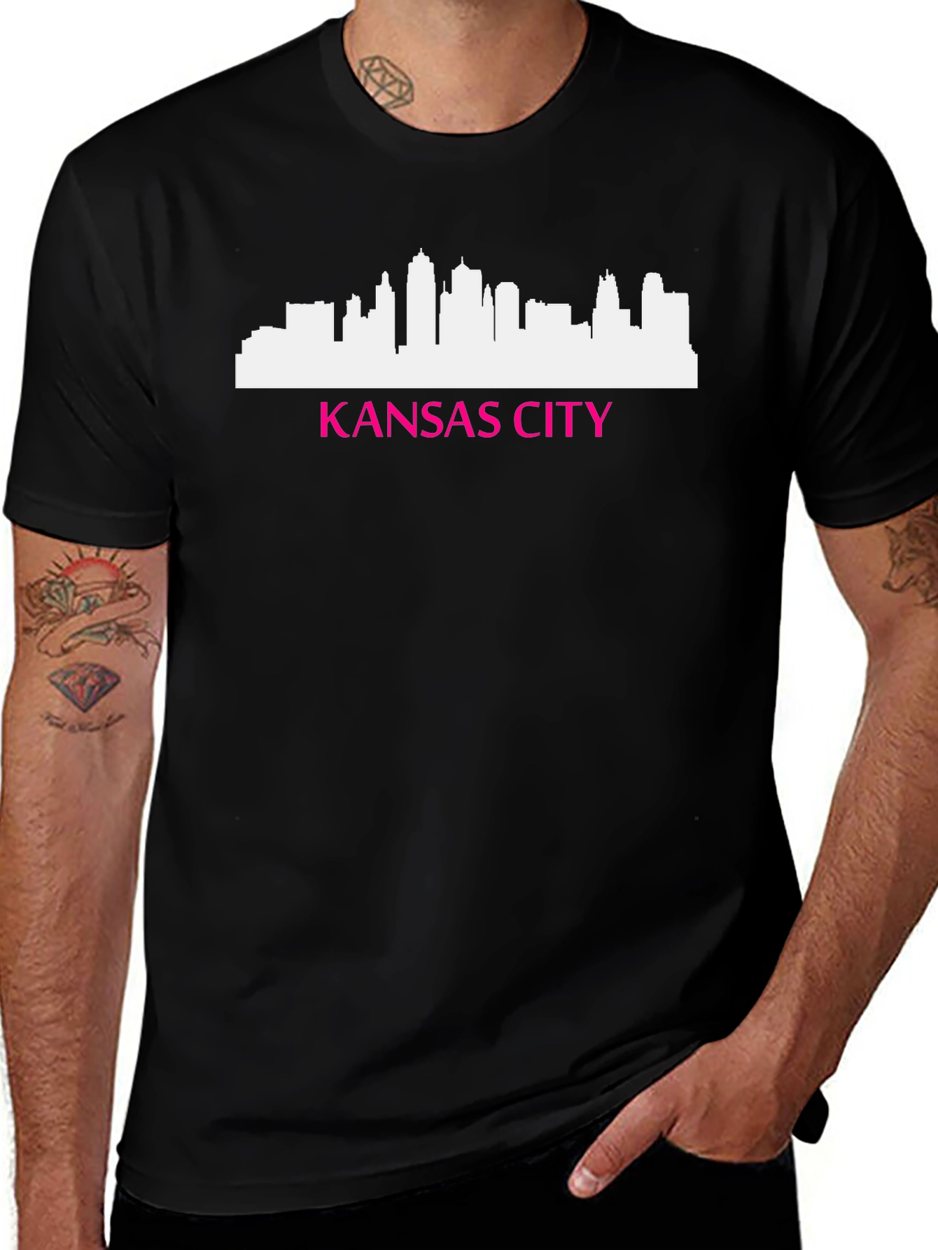 Kansas City Skyline Graphic Tee - Mens Black T-Shirt