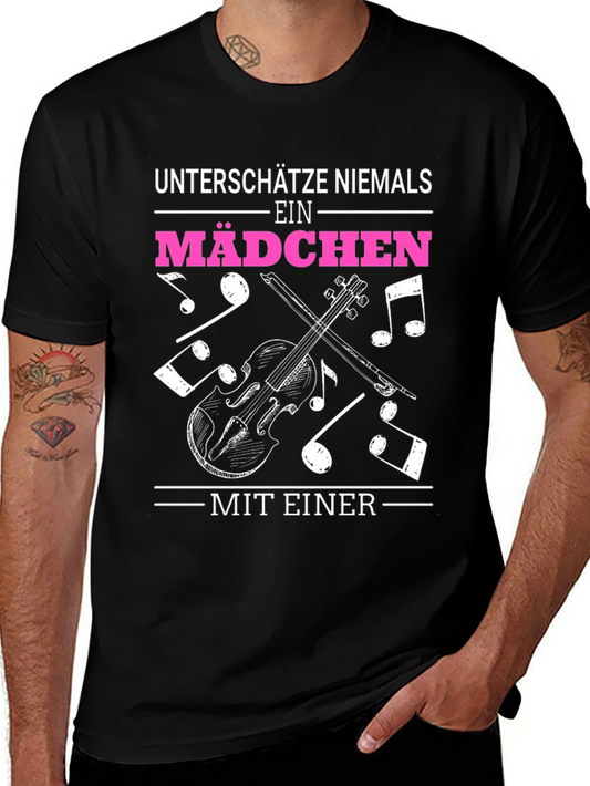 Violin Girls Black Graphic T-Shirt