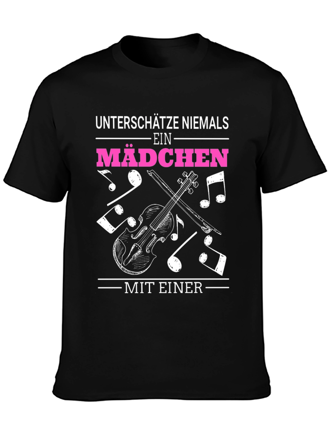 Violin Girls Black Graphic T-Shirt