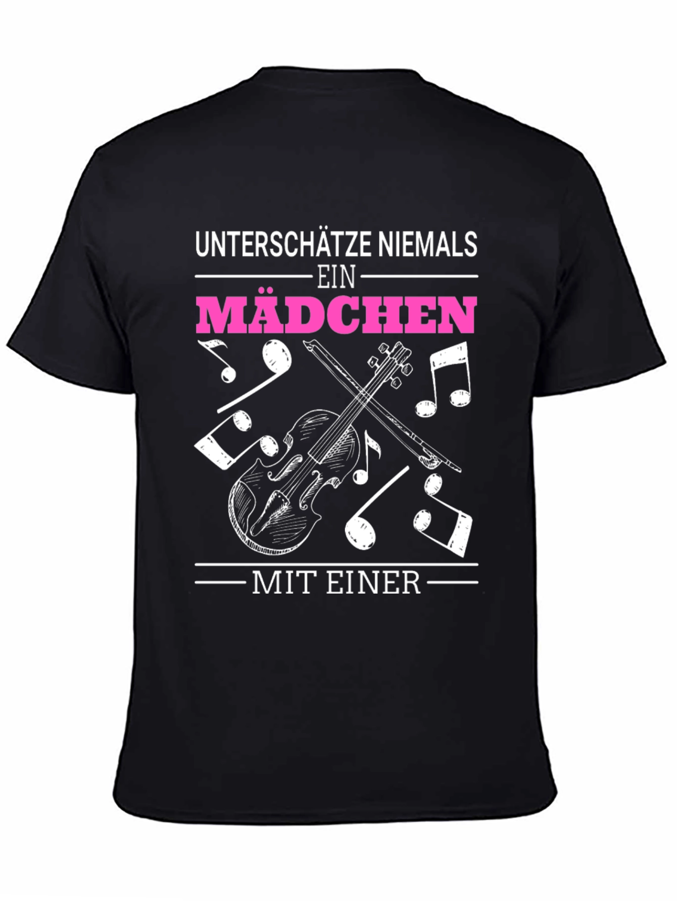 Violin Girls Black Graphic T-Shirt