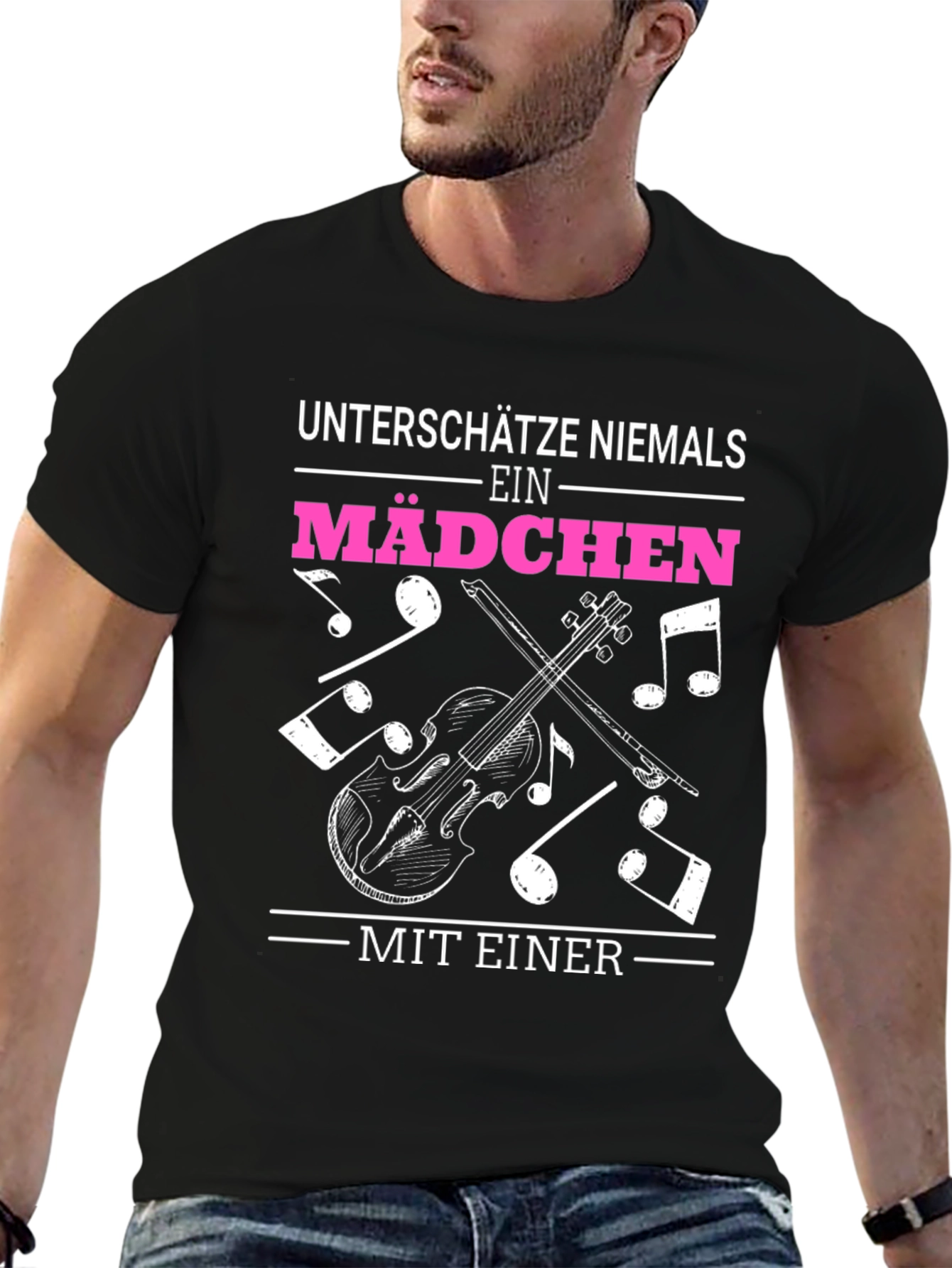Violin Girls Black Graphic T-Shirt